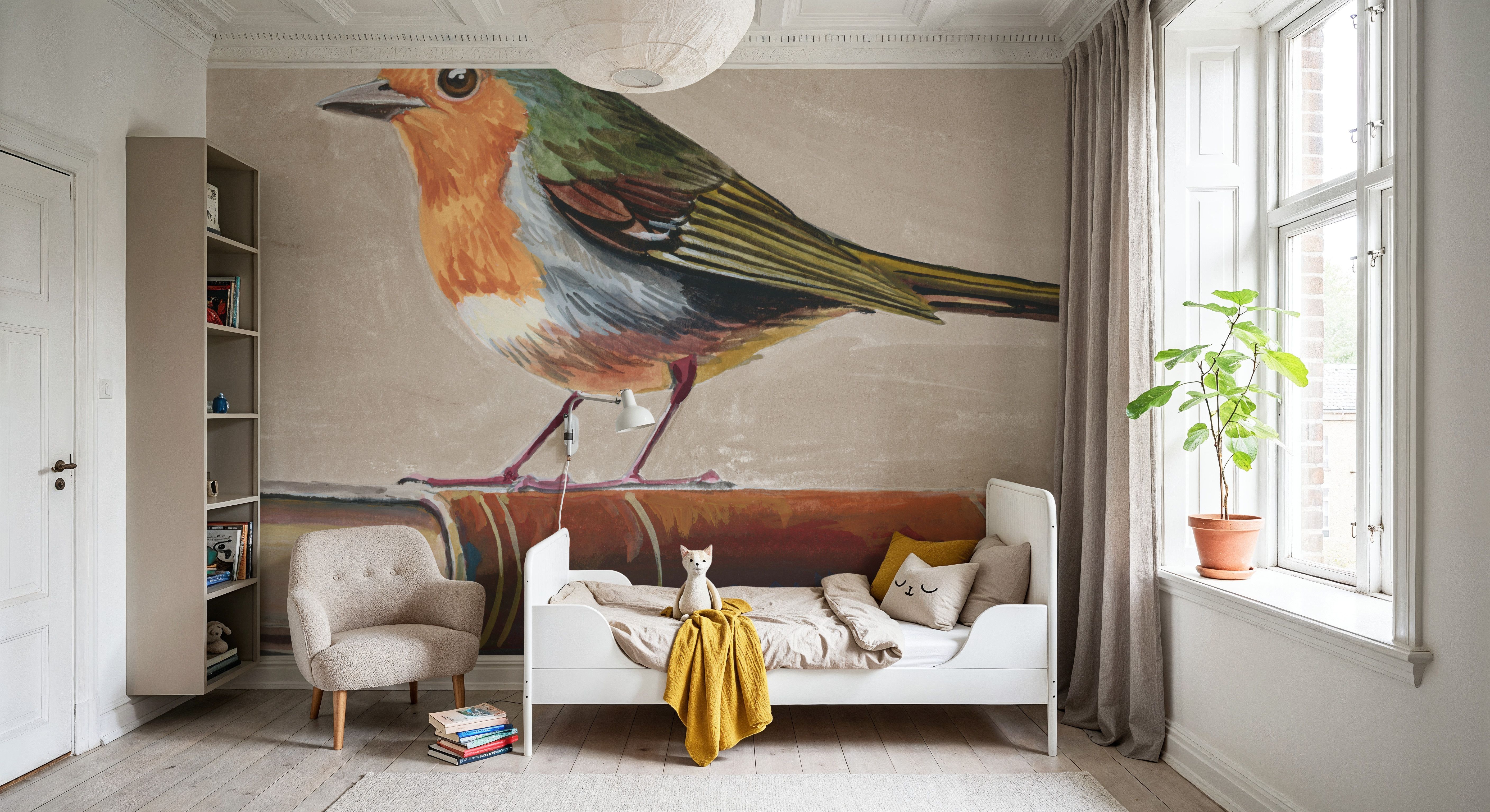 Academia Bird Study Neutral, Wallpaper