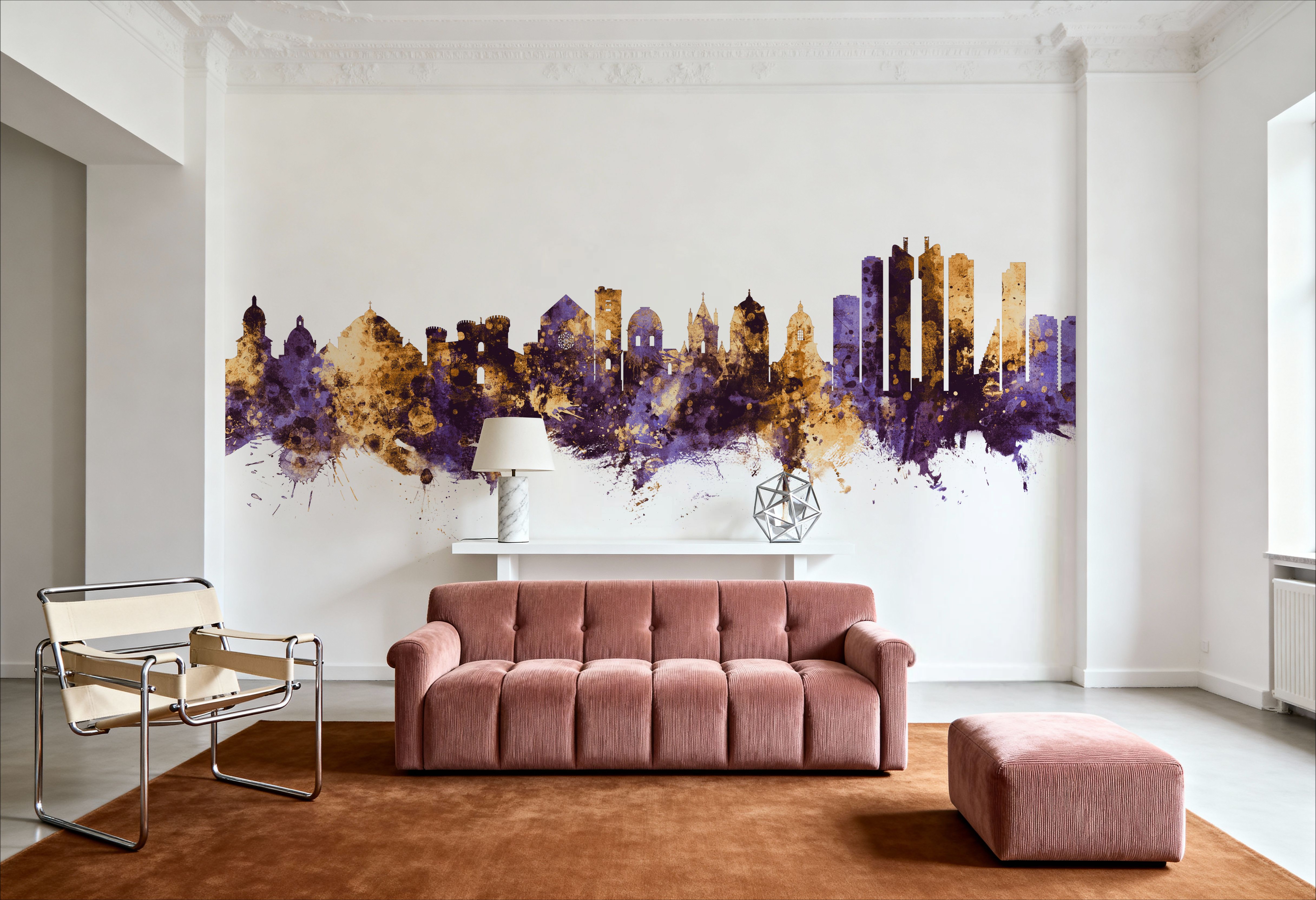 Naples Italy Skyline Purple & Gold