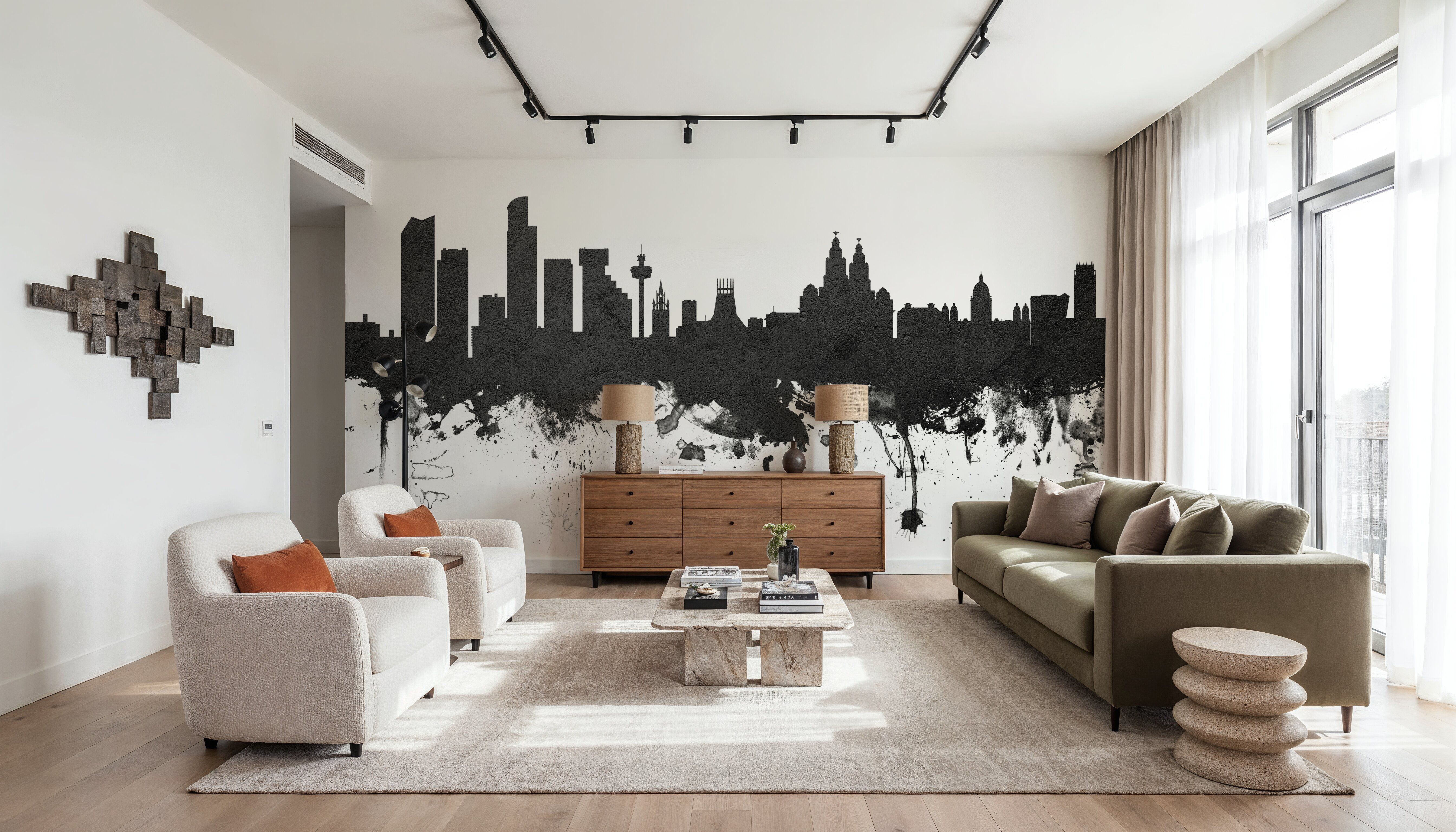 Liverpool England Skyline Black & White, Wallpaper