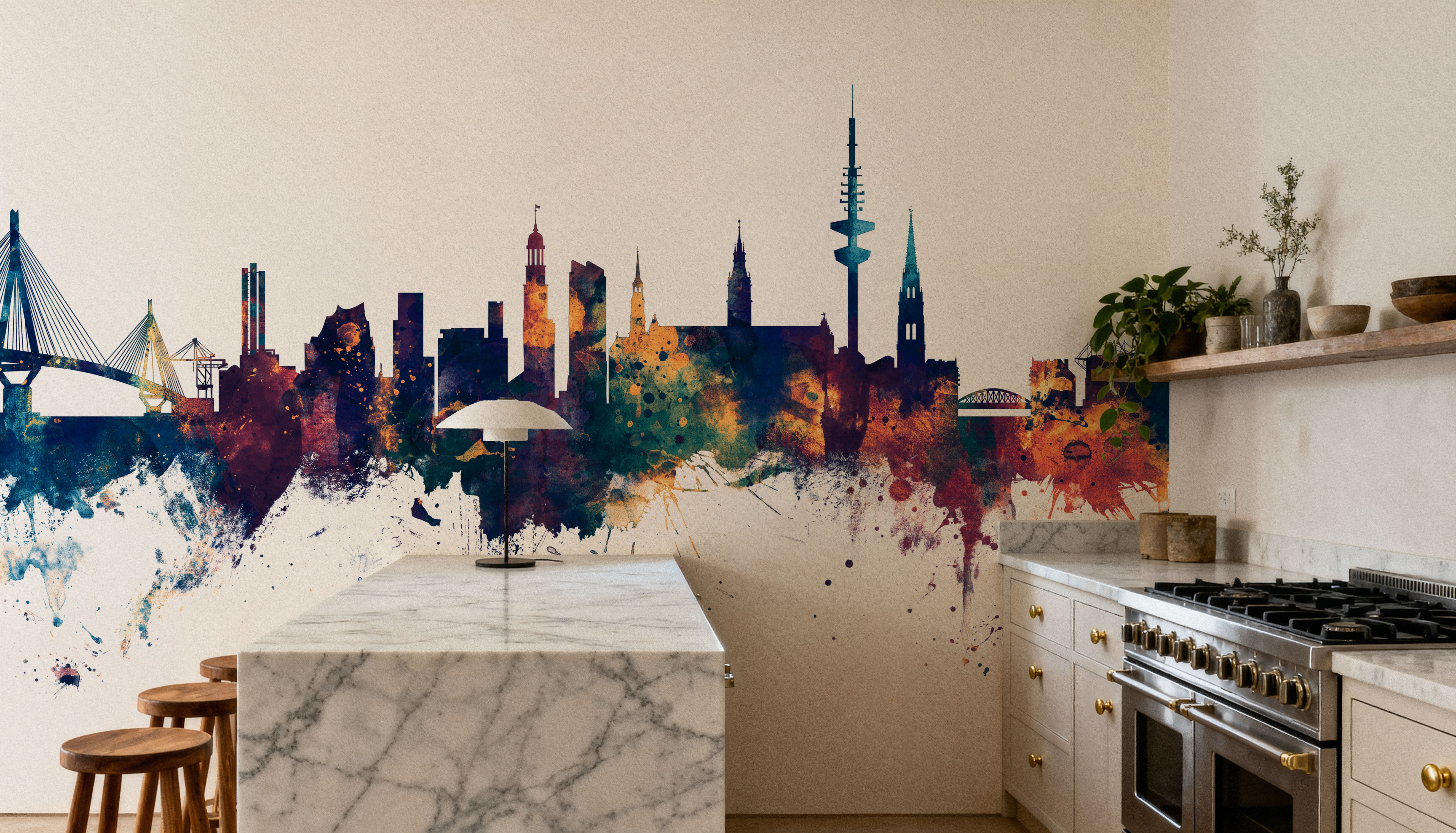 Hamburg Germany Skyline Blue & Bronze