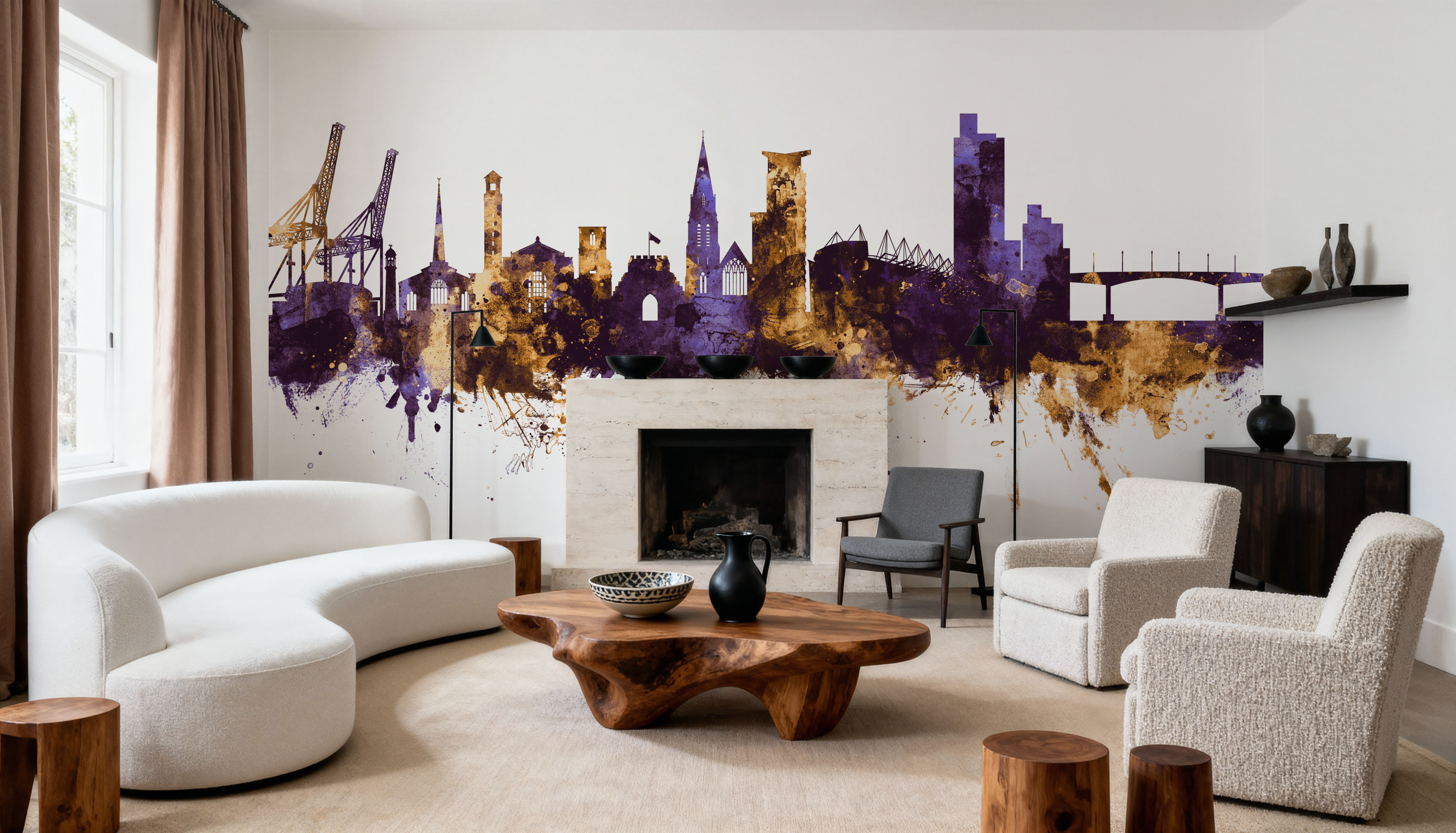 Southampton England Skyline Purple & Gold