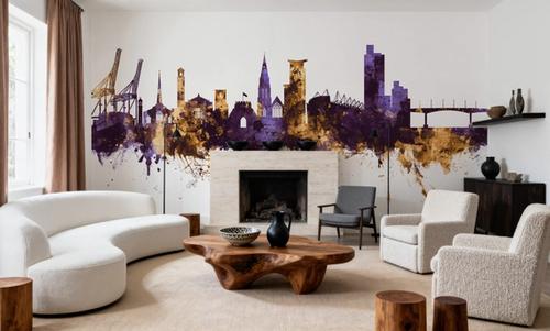 Southampton England Skyline Purple & Gold