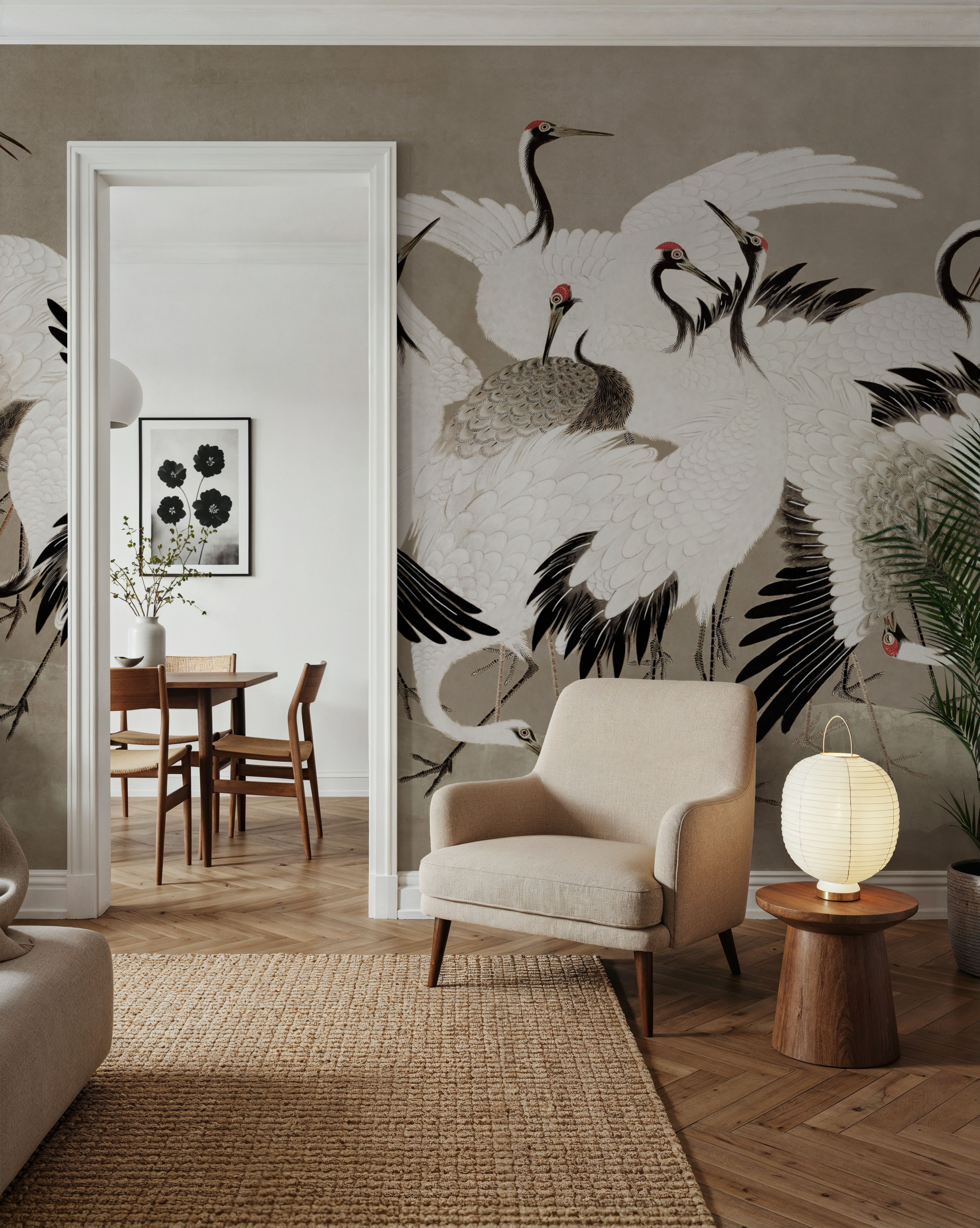 Japanese Flock of Cranes, Nutmeg Dust