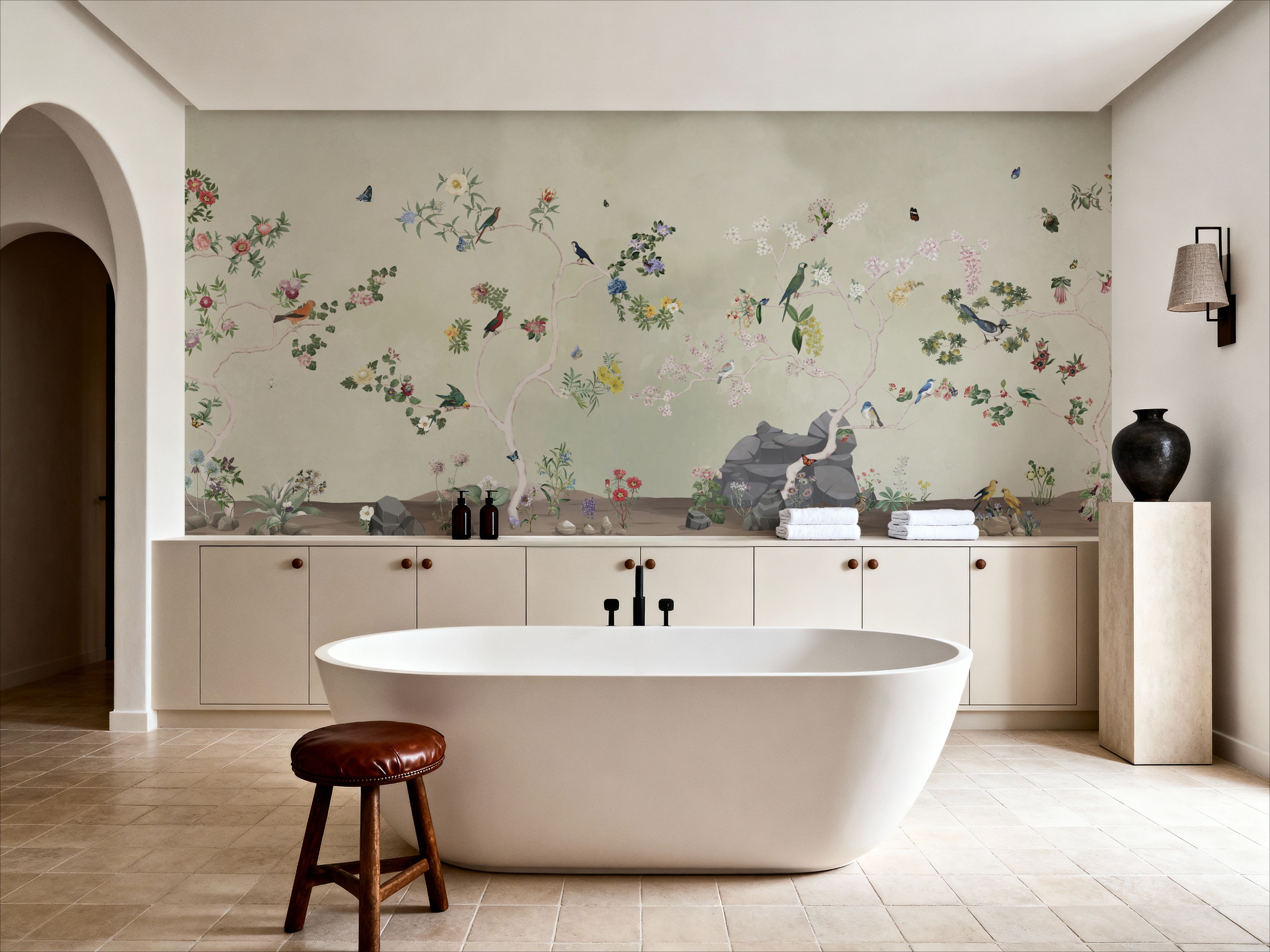 Birds in the Garden Green