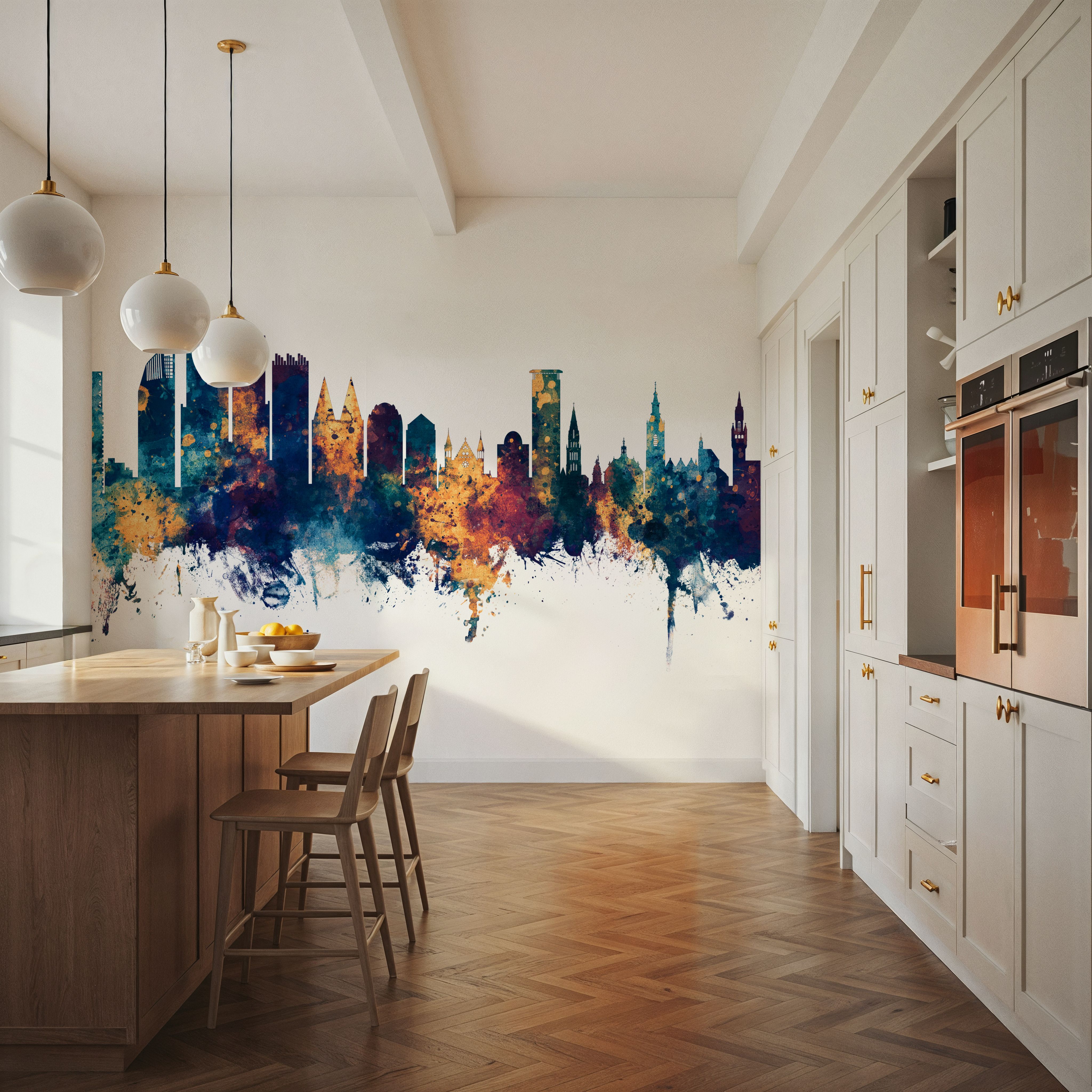 The Hauge Netherlands Skyline Blue & Bronze