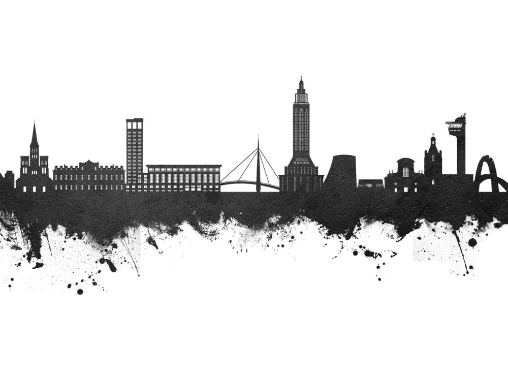 Le Havre France Skyline Black & White