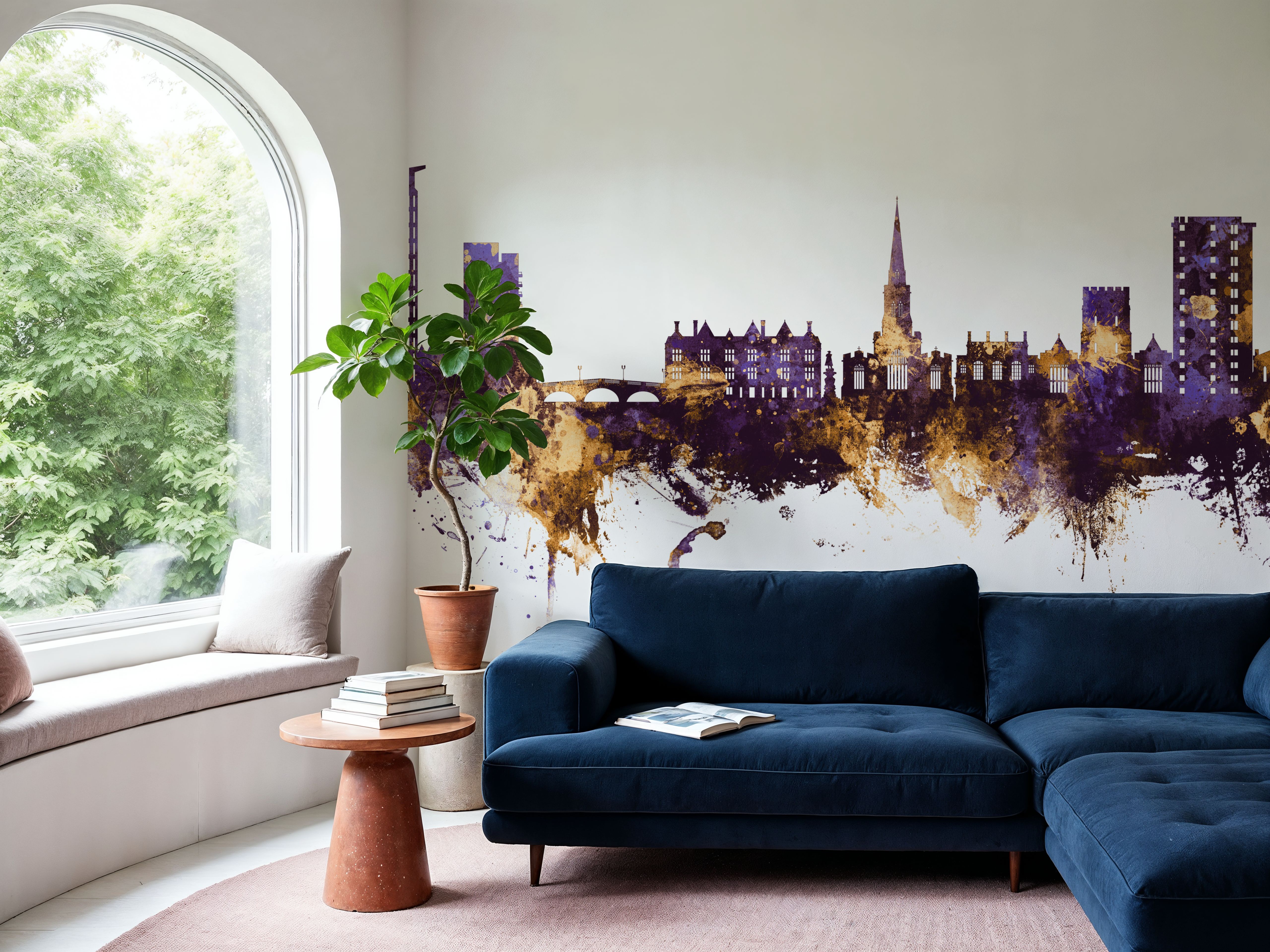 Bedford England Skyline Purple & Gold