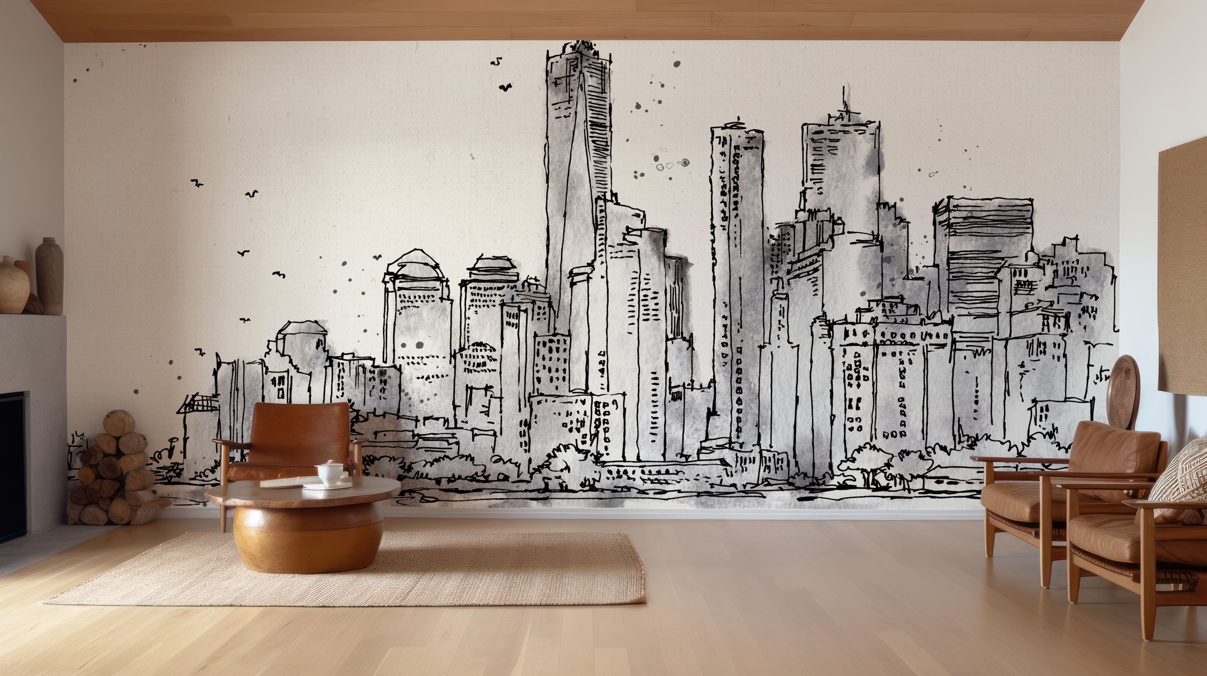 New York Skyline Collage - Grey I – beautiful wall mural – Photowall