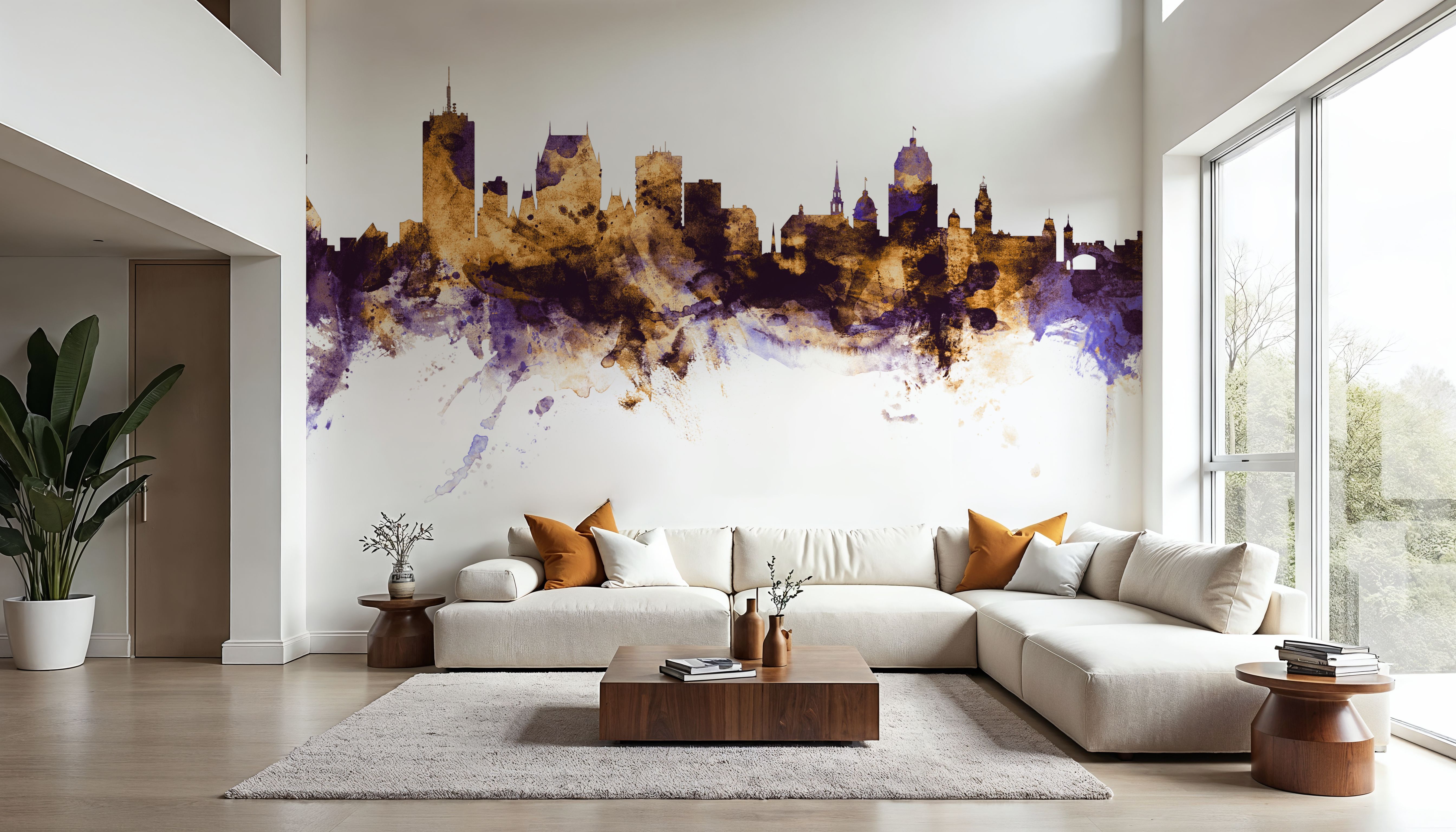 Quebec Canada Skyline Purple & Gold