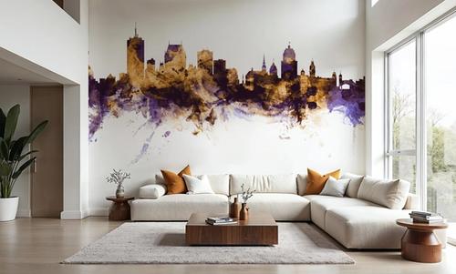 Quebec Canada Skyline Purple & Gold