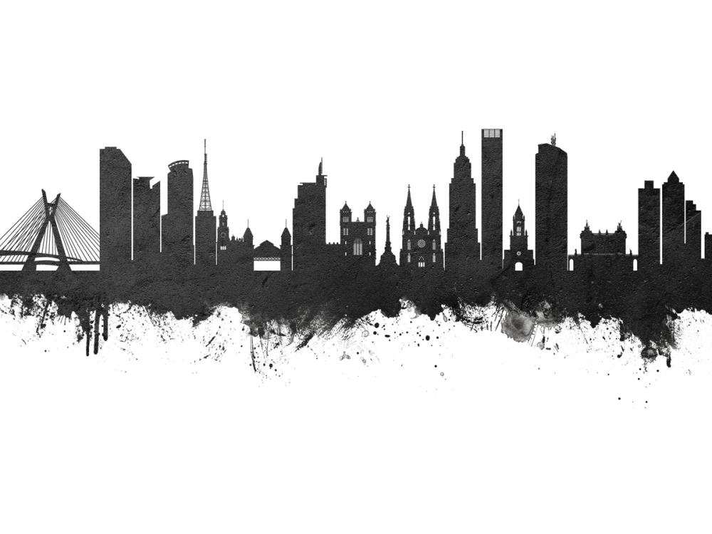 São Paulo Brazil Skyline Black & White