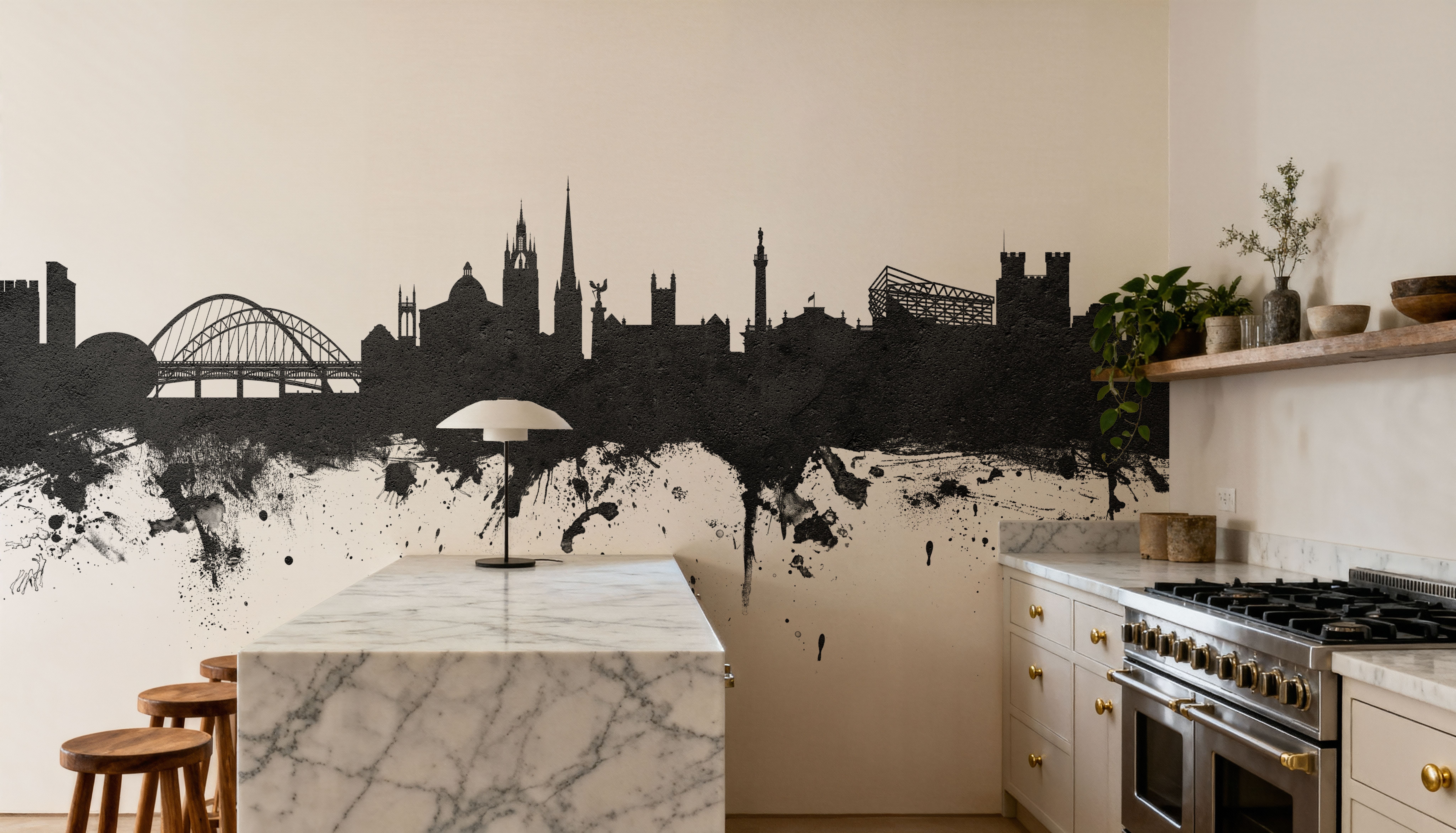 Newcastle England Skyline Black & White, Papel pintado