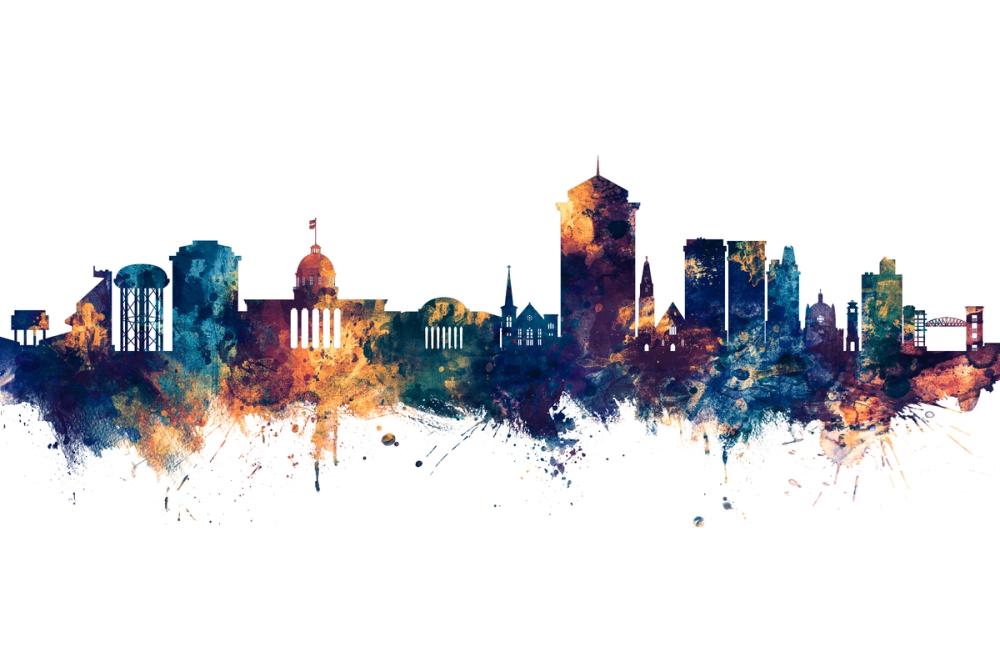 Montgomery Alabama Skyline Blue & Bronze