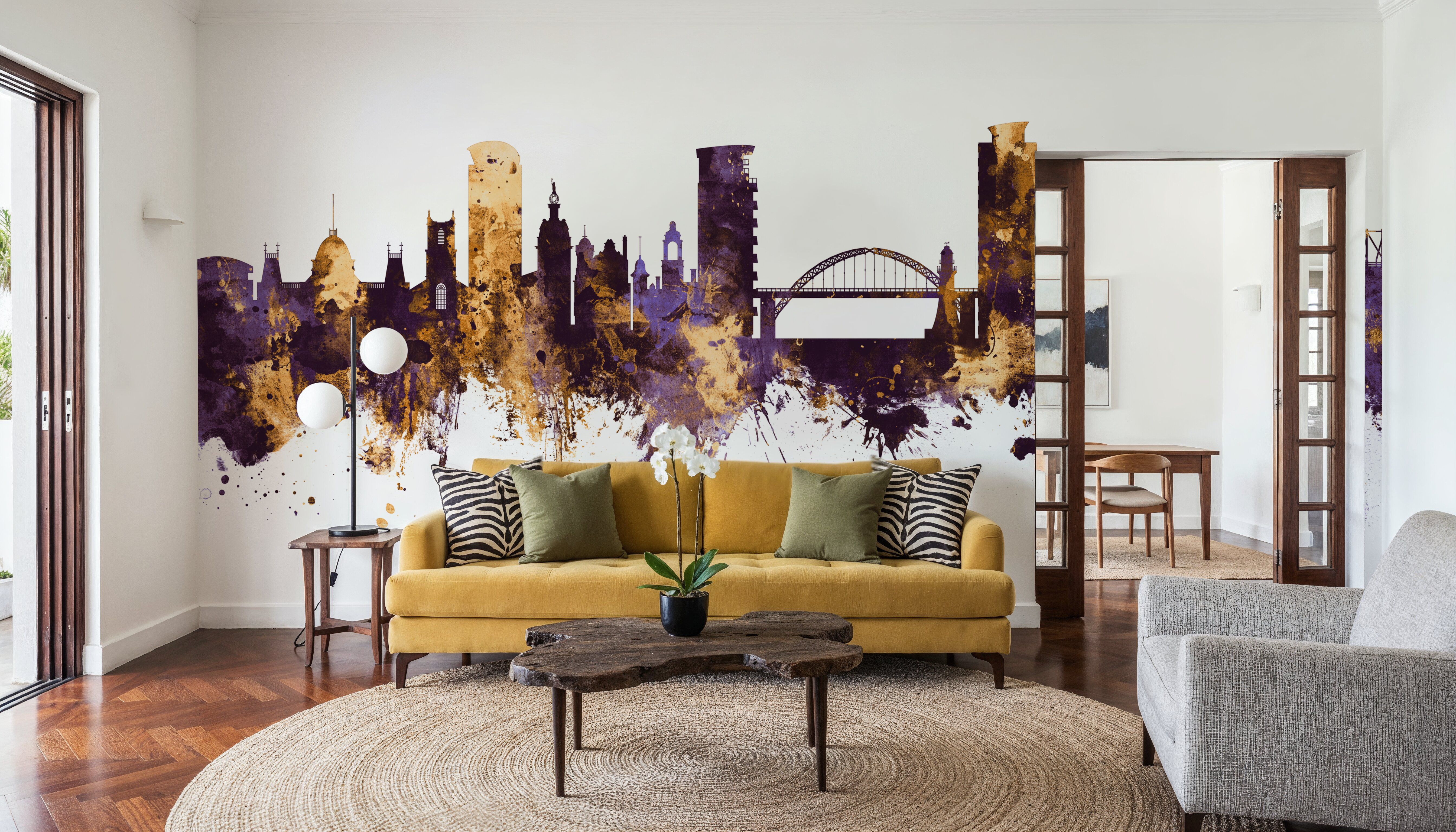 Sunderland England Skyline Purple & Gold
