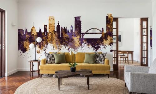 Sunderland England Skyline Purple & Gold