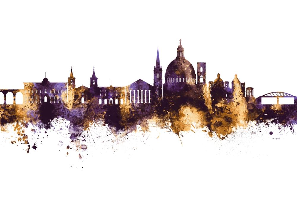 Valletta Malta Skyline Purple & Gold
