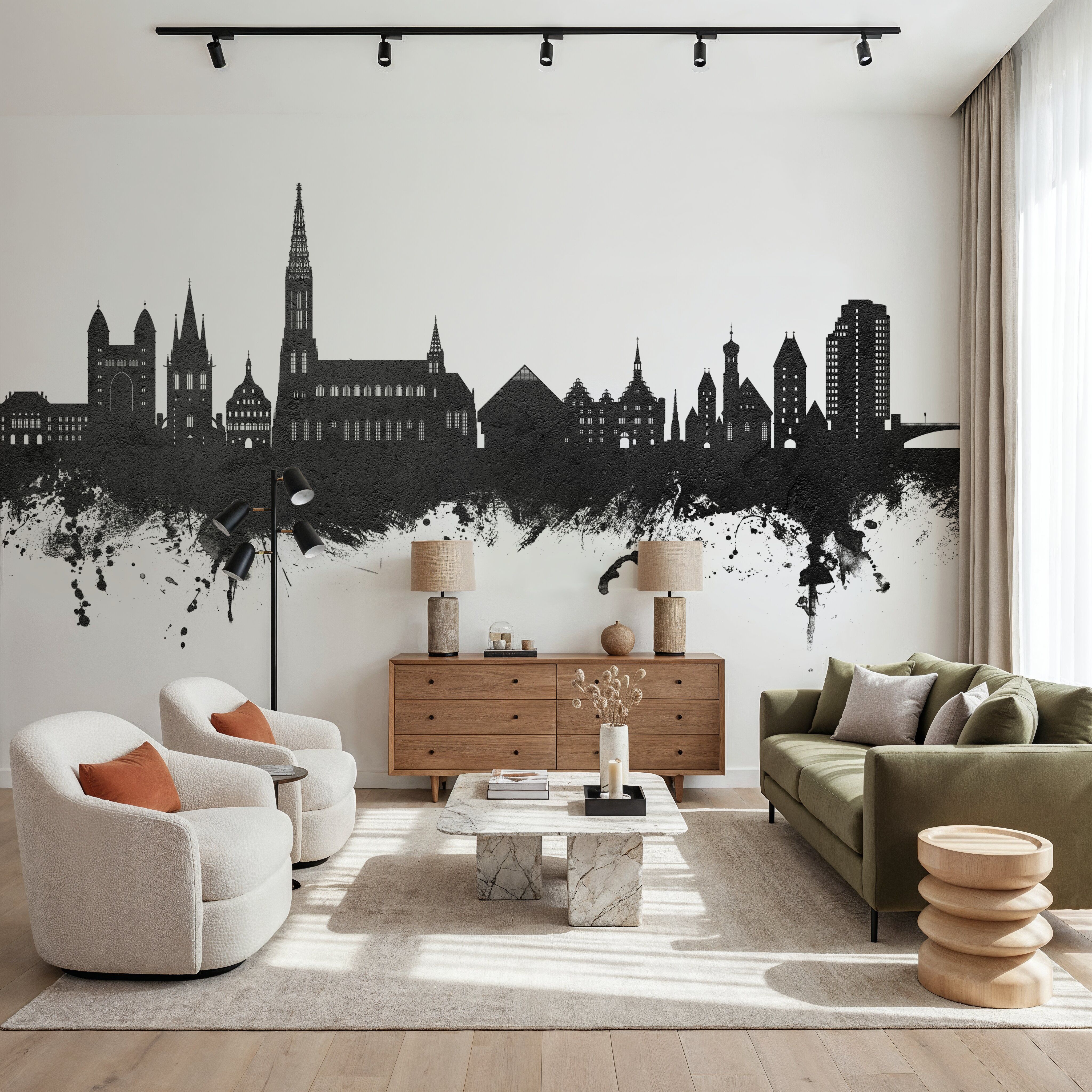 Ulm Germany Skyline Black & White