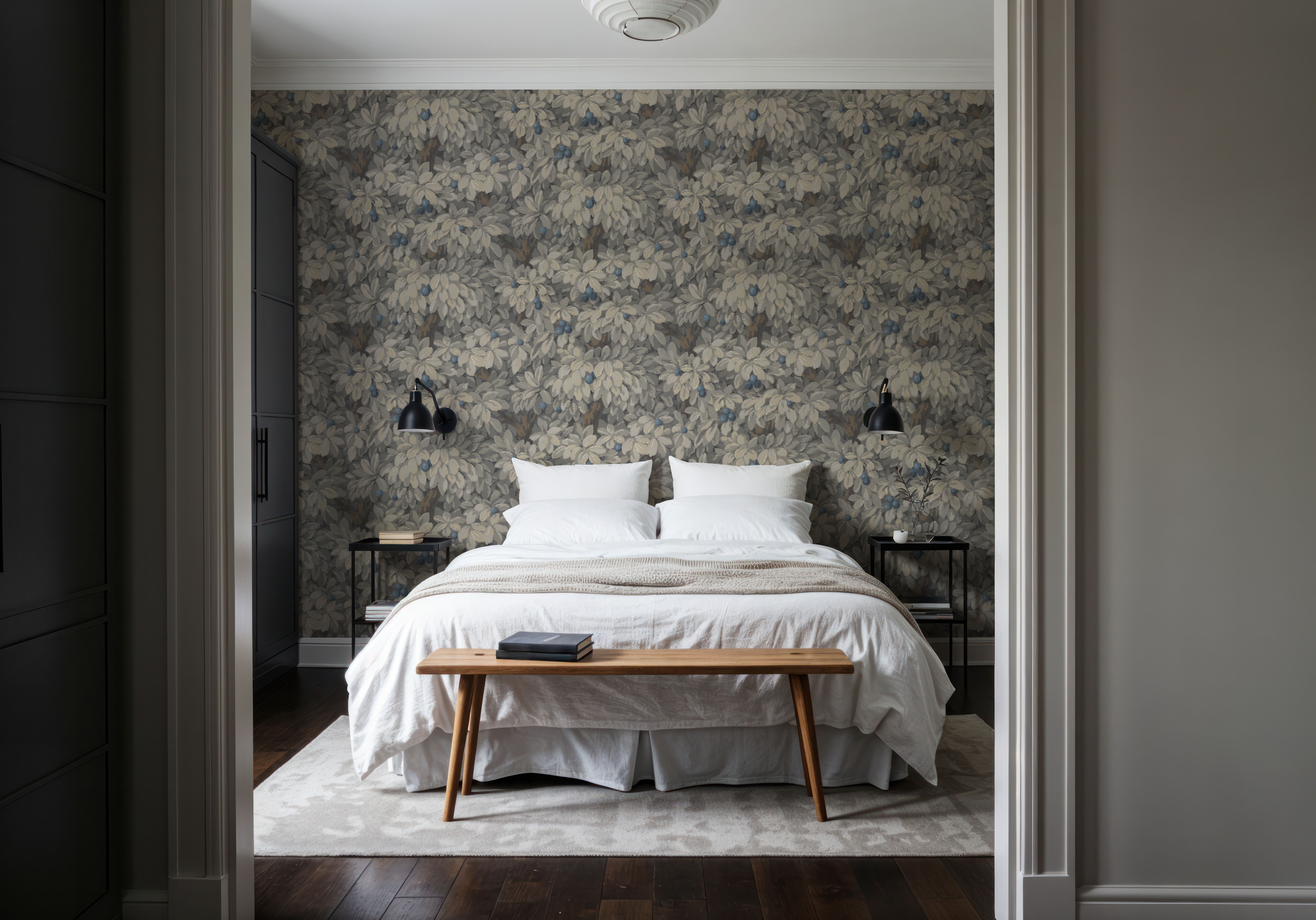 Fruit Tree Bower, Blue on Mauve