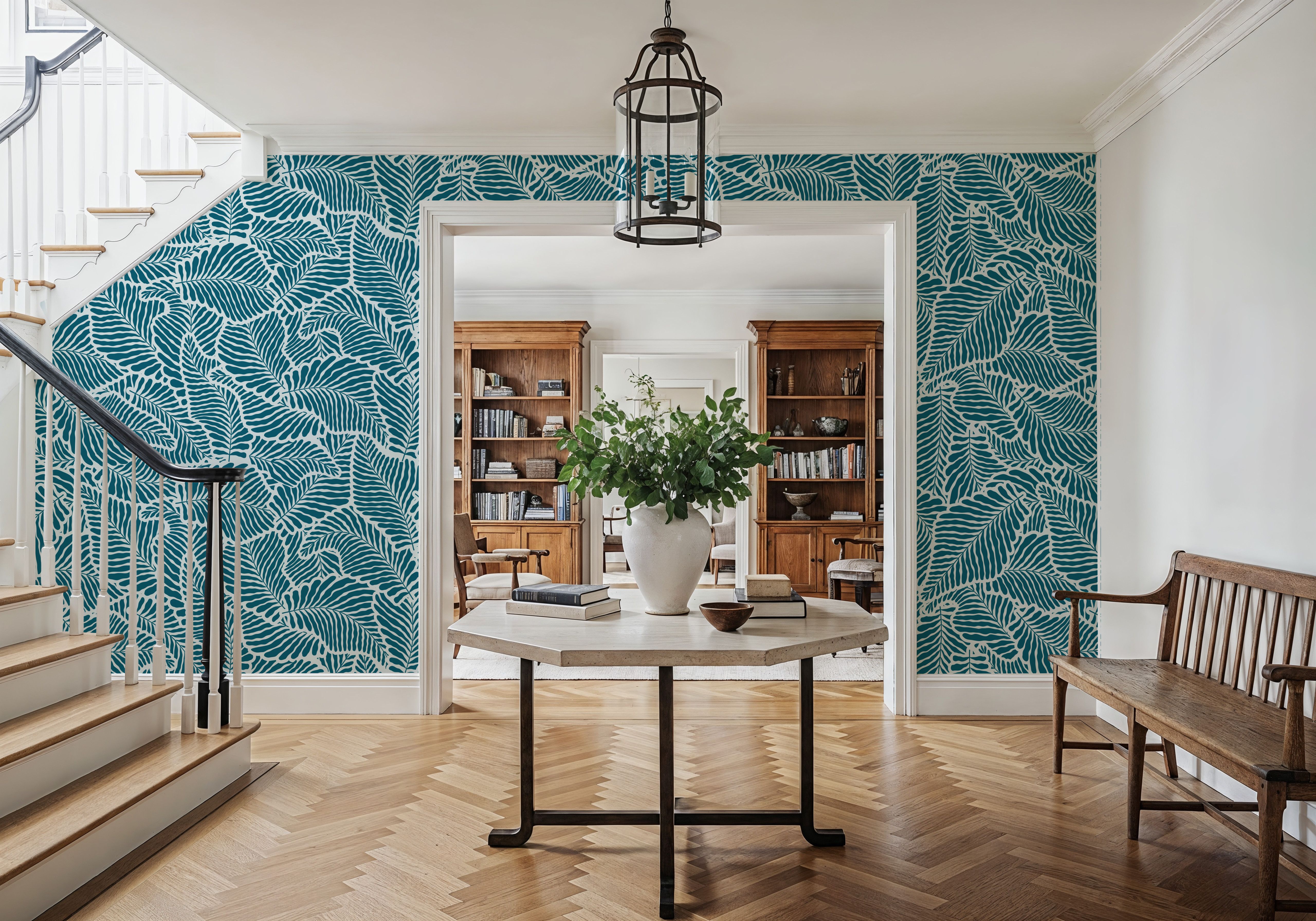 Fern Cut-Outs Pattern, Teal