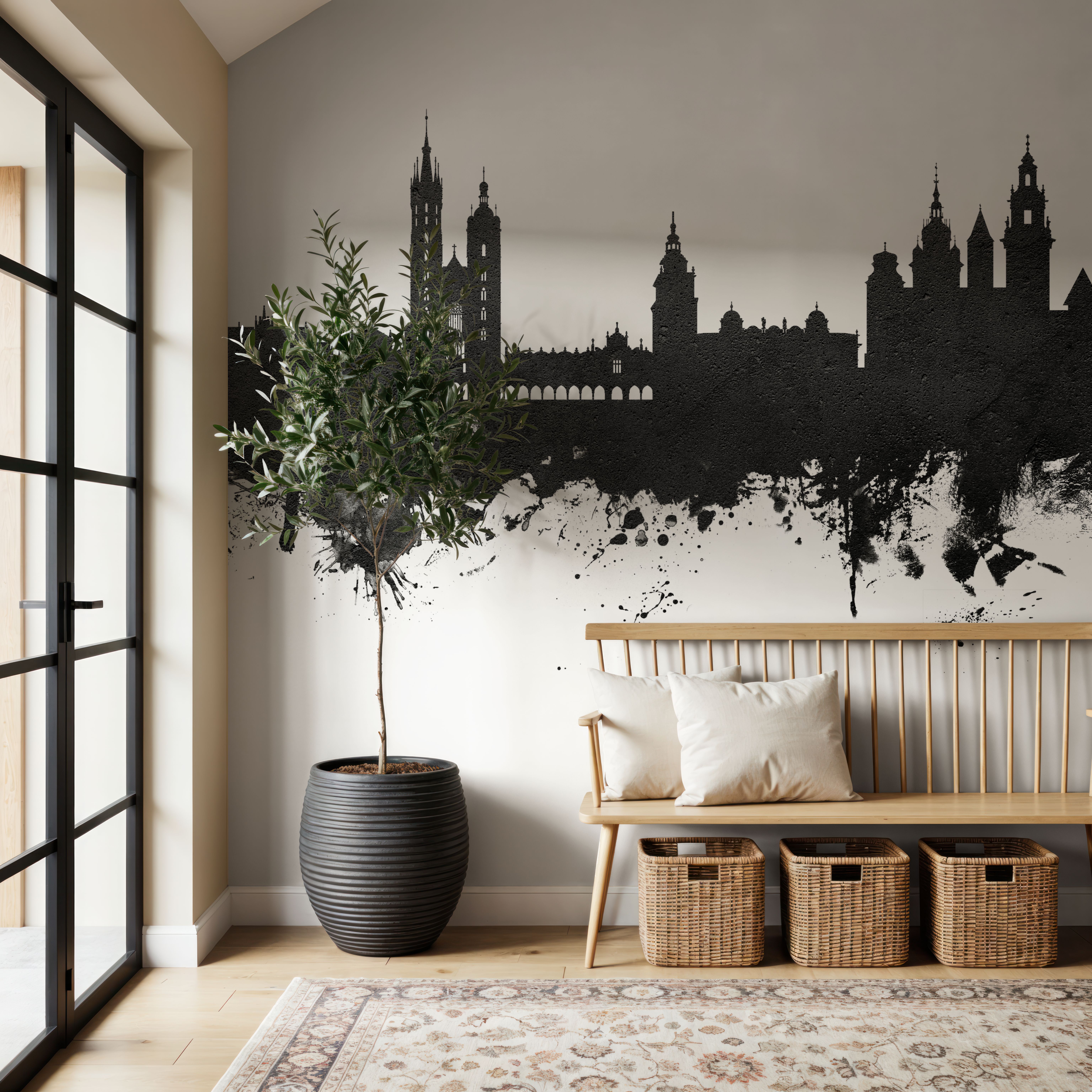 Krakow Skyline Black & White