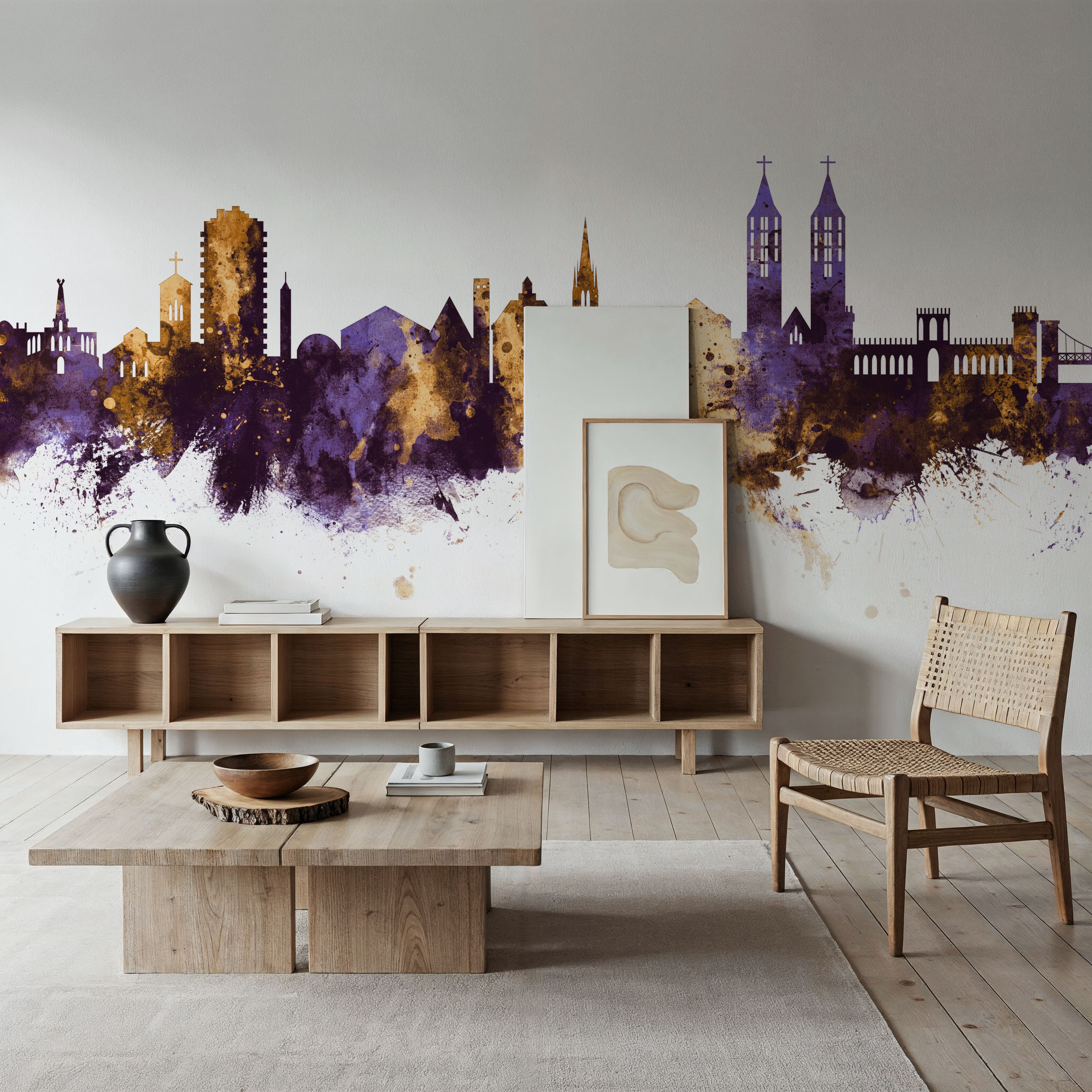 Kassel Germany Skyline Purple & Gold