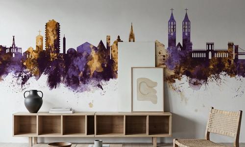Kassel Germany Skyline Purple & Gold