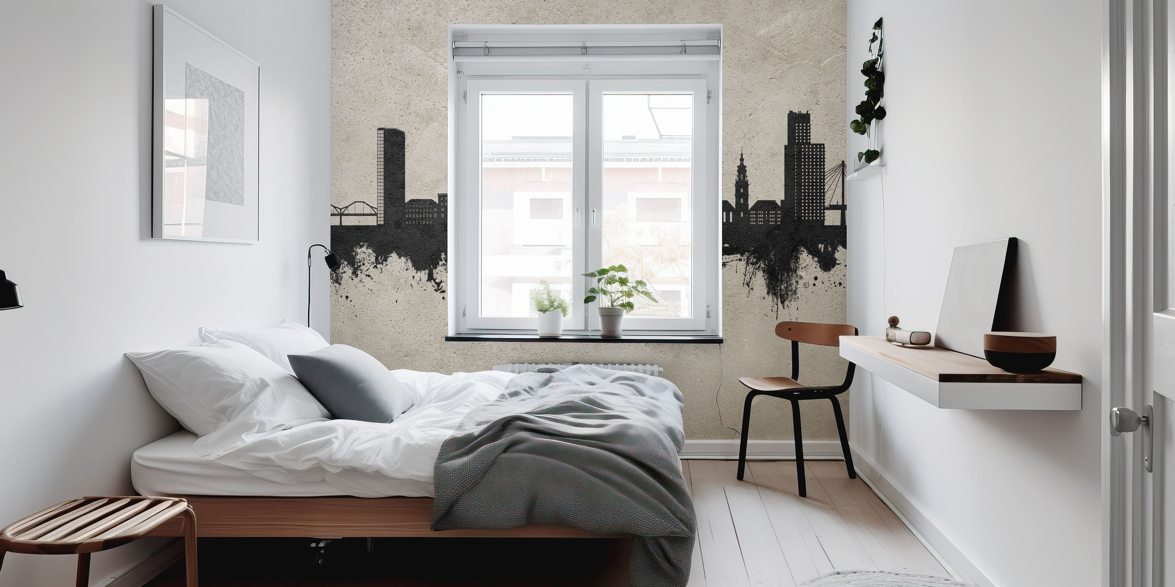 Hamburg Germany Skyline Concrete premium wallpaper mural, Wallism