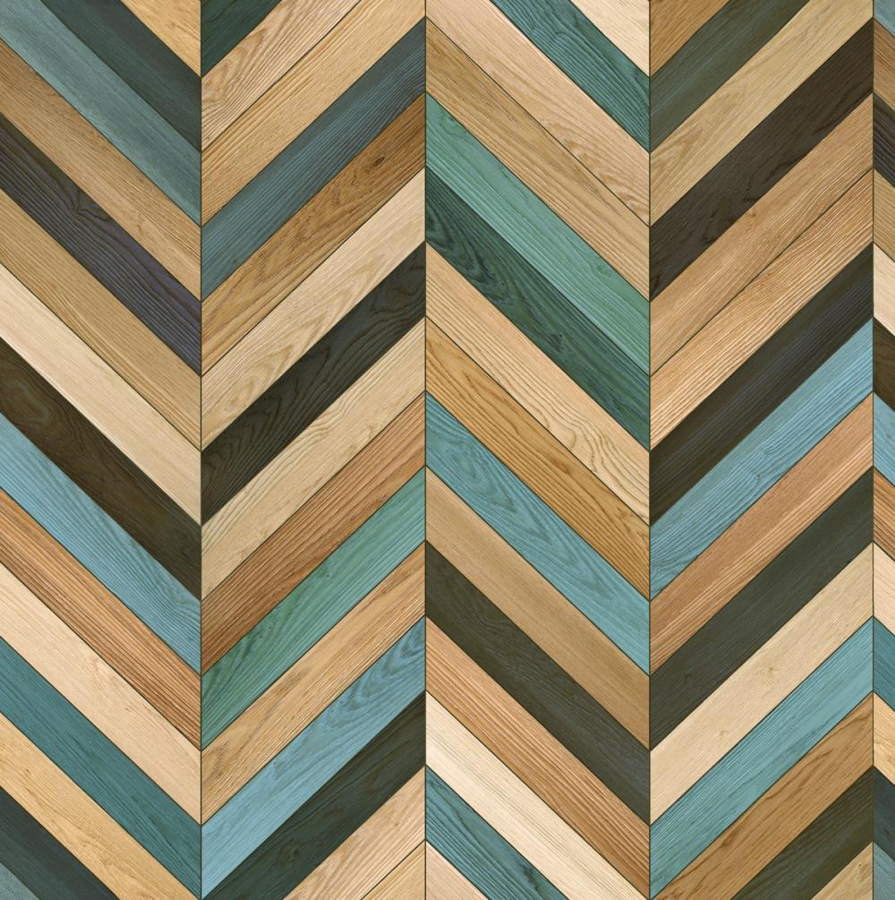 Chevron Wood, Teal