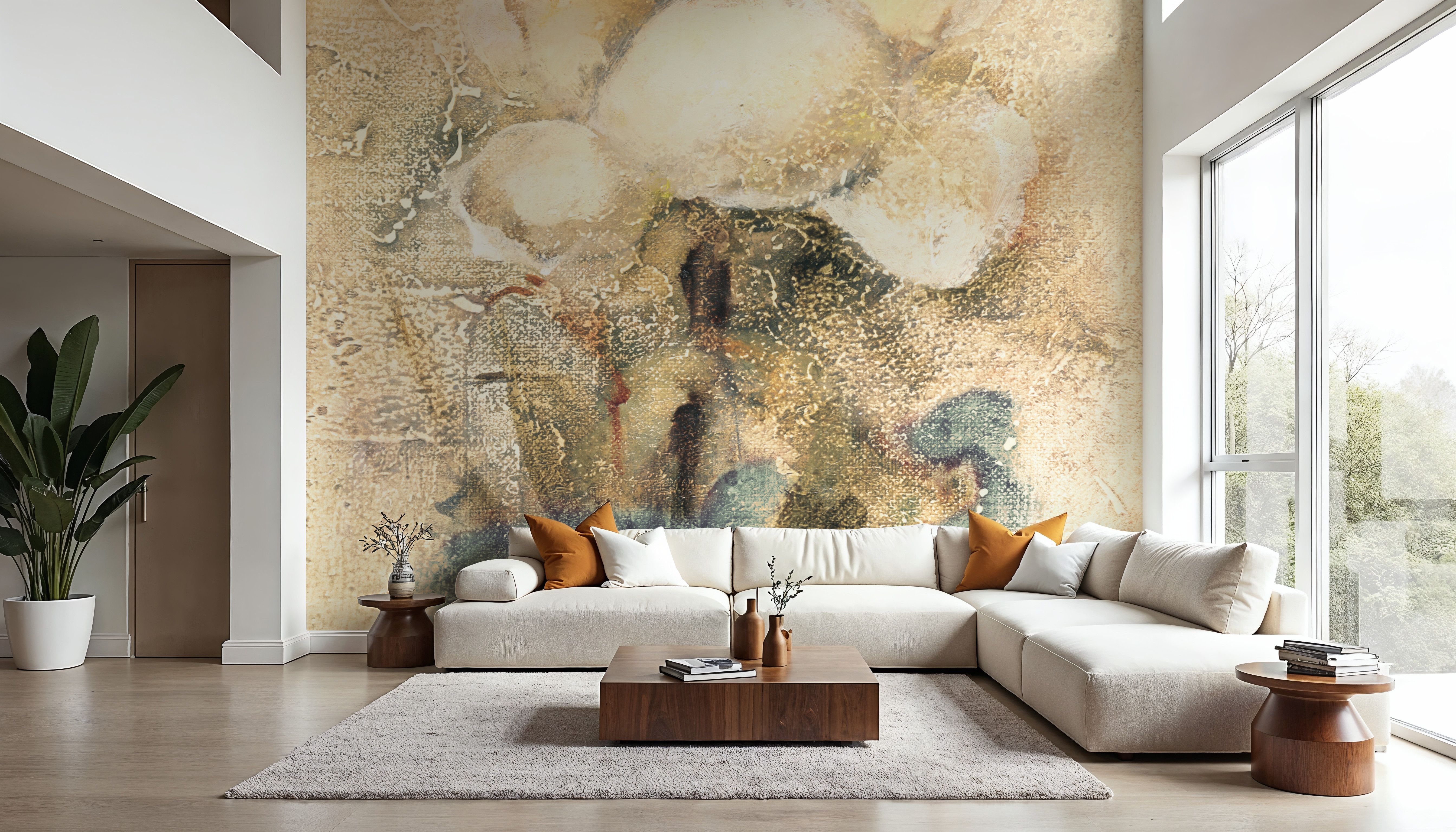 Magnolia with Ribbon Bright Crop, Wallpaper