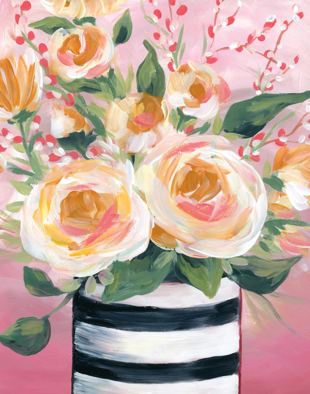 Spring Blooms in Striped Vase II