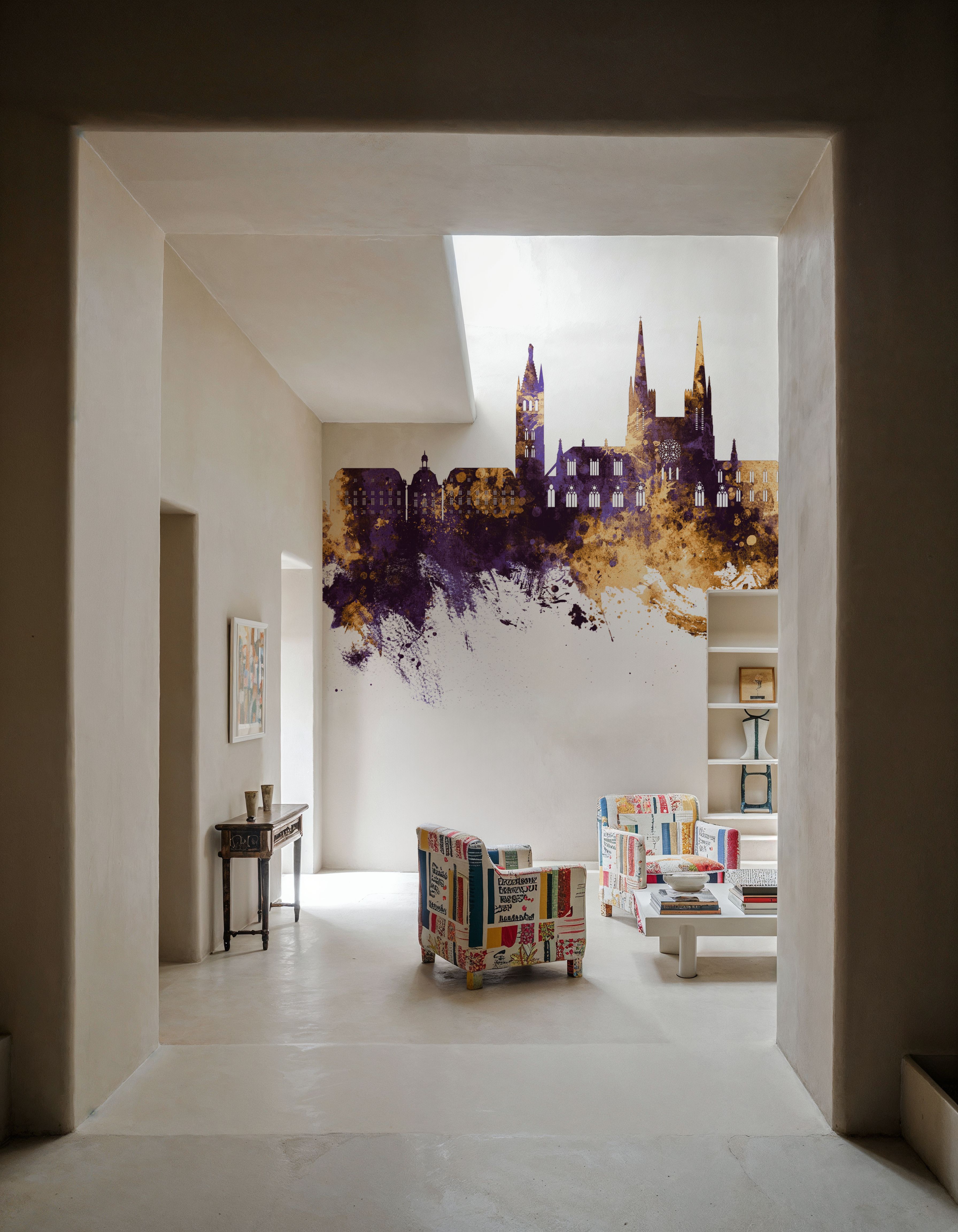 Bordeaux France Skyline Purple & Gold