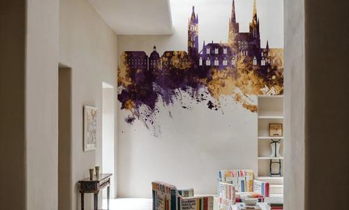 Bordeaux France Skyline Purple & Gold