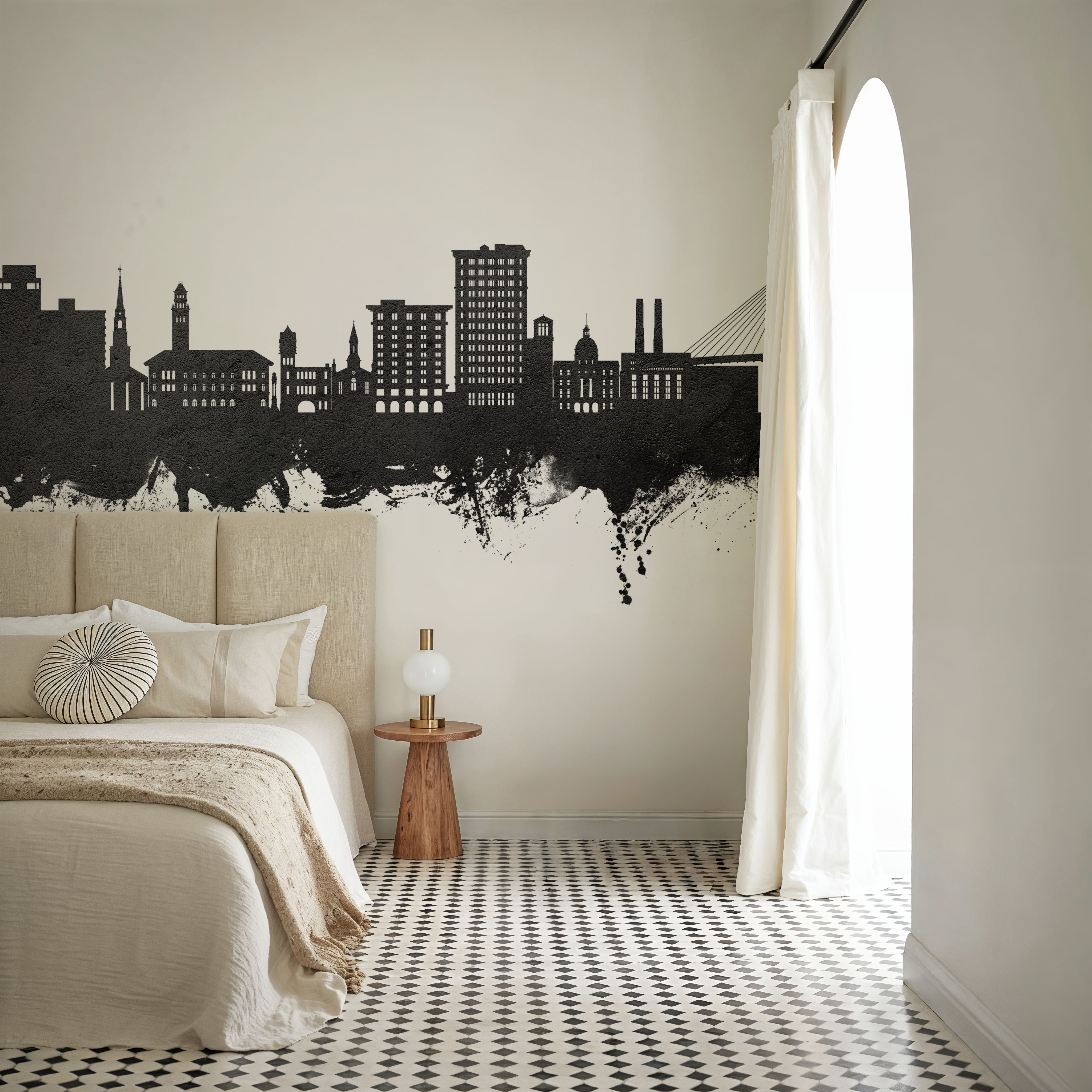 Savannah Georgia Skyline Black & White