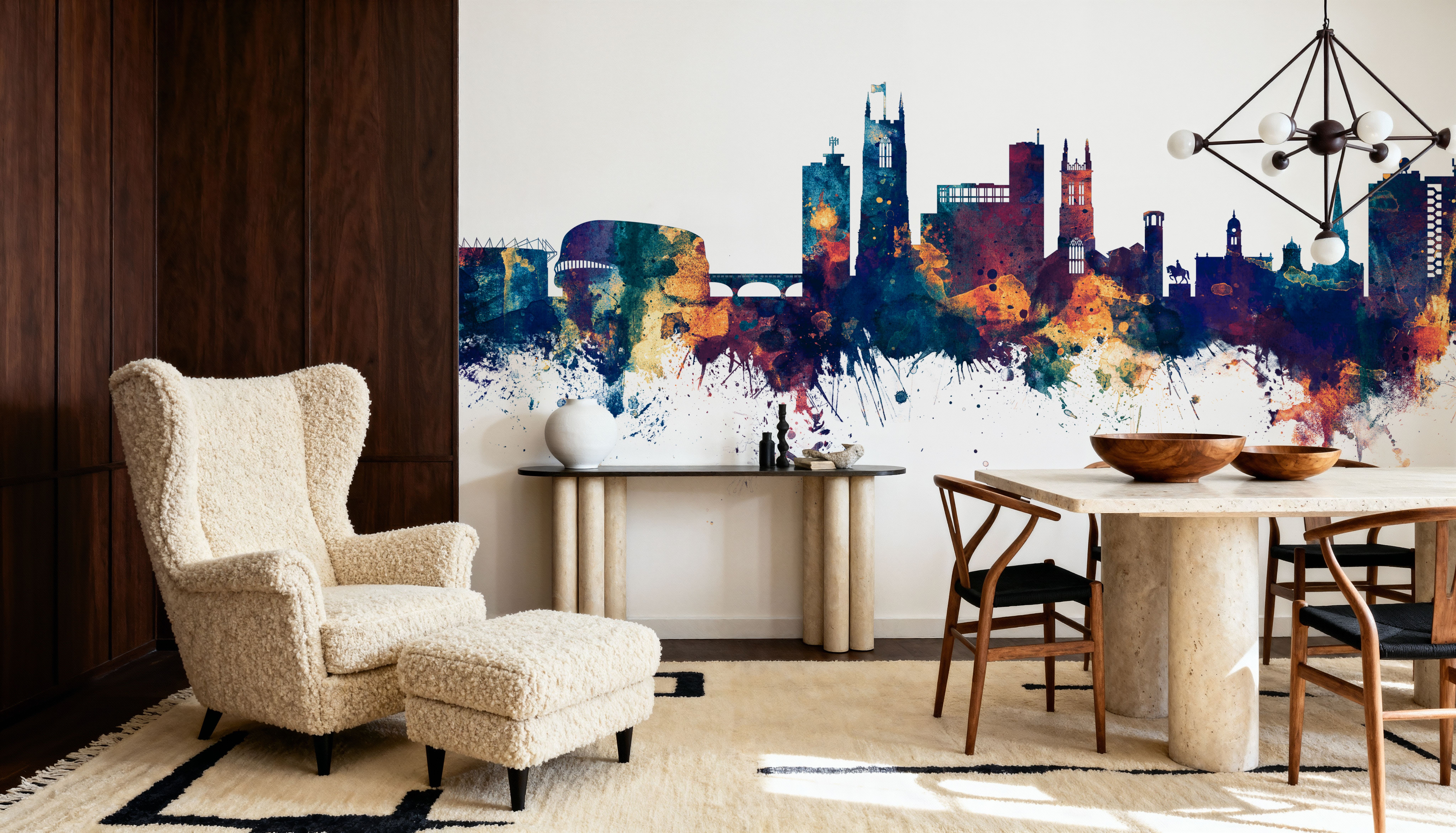 Derby England Skyline Blue & Bronze, Wallpaper