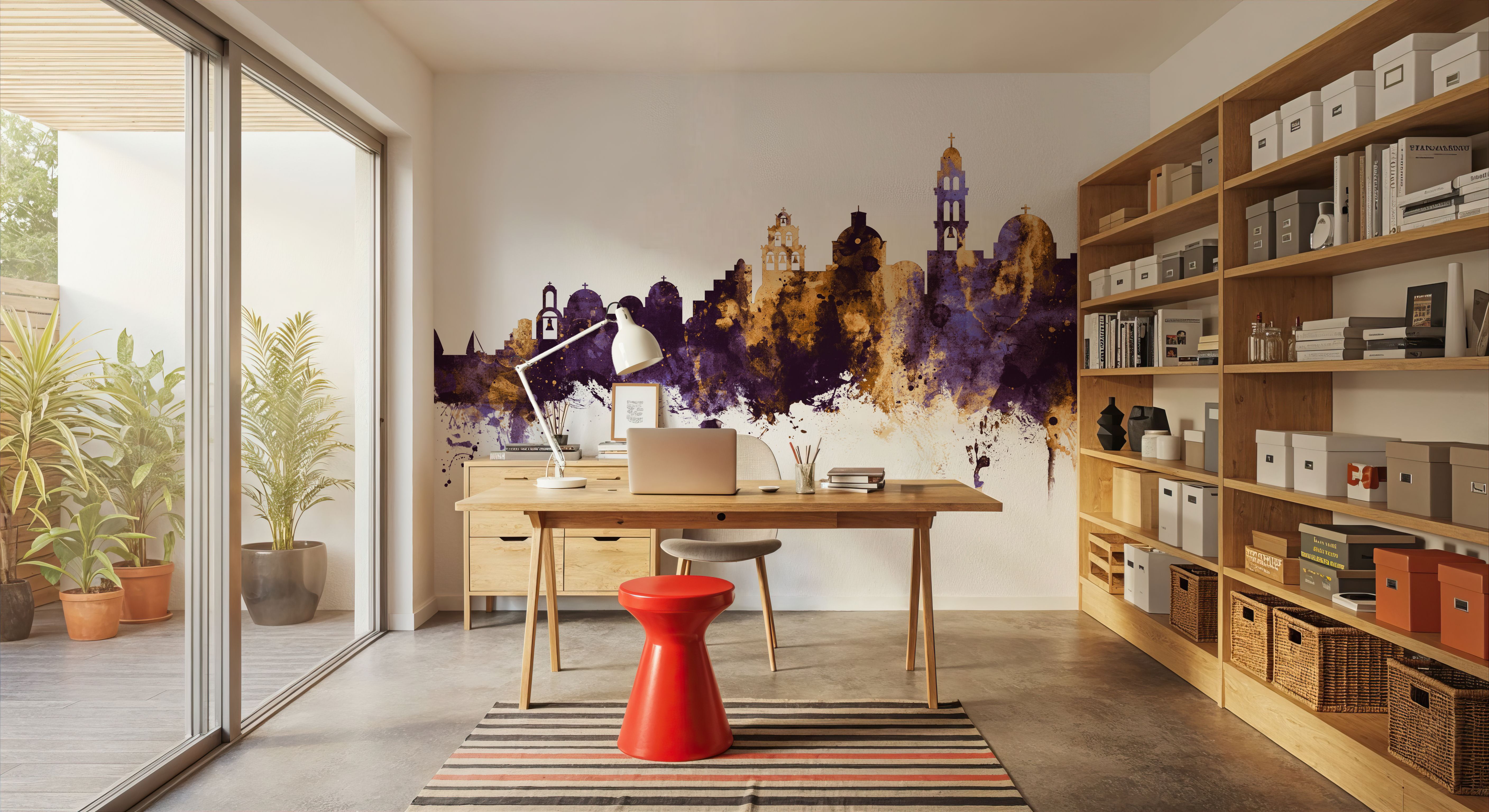 Santorini Skyline Purple & Gold