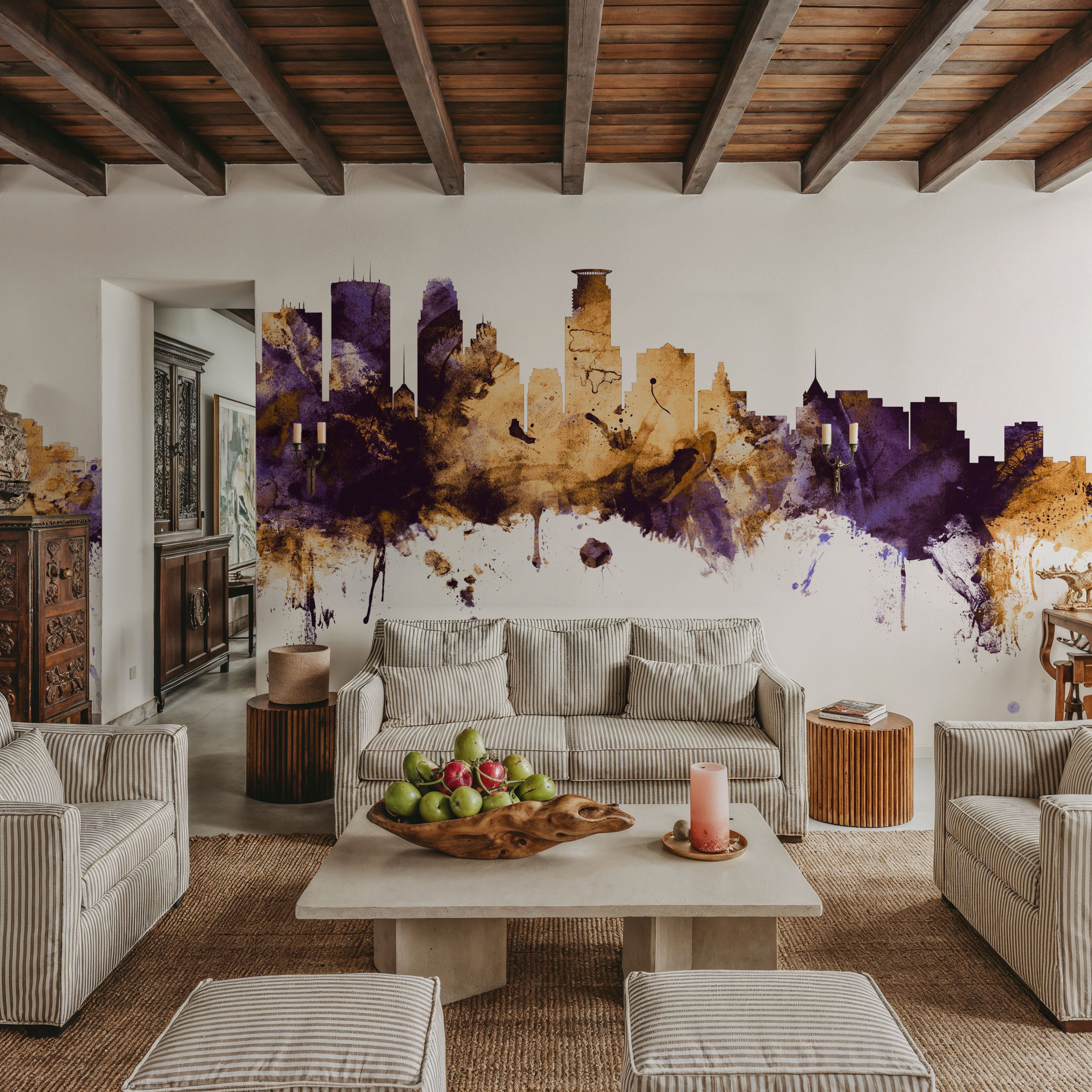 Minneapolis Minnesota Skyline Purple & Gold