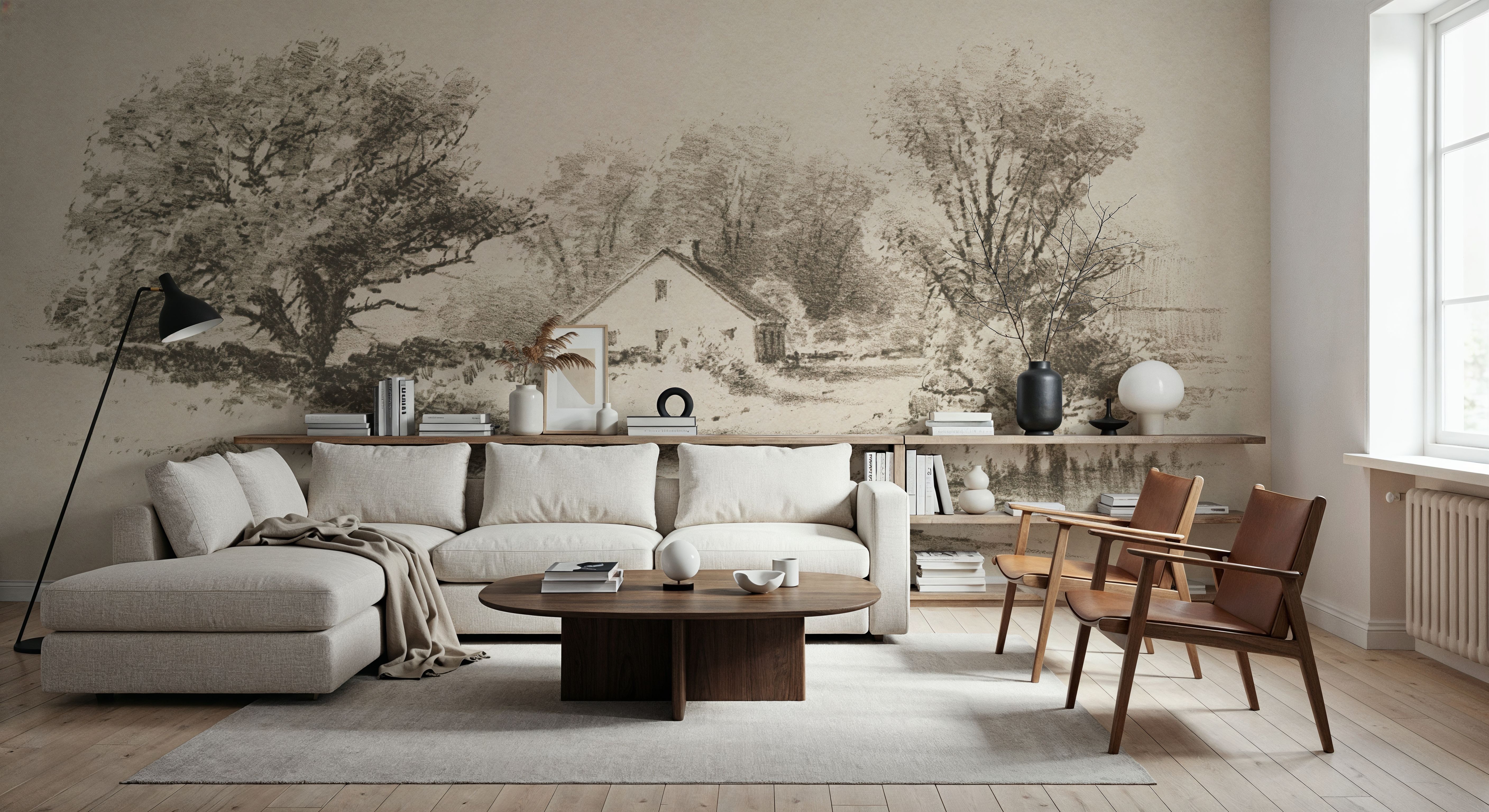 Cottage Pencil Drawing I, Tapeten