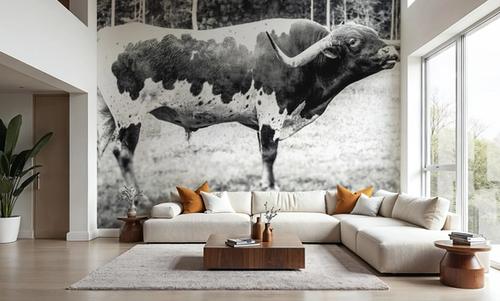 Longhorn Bull BW