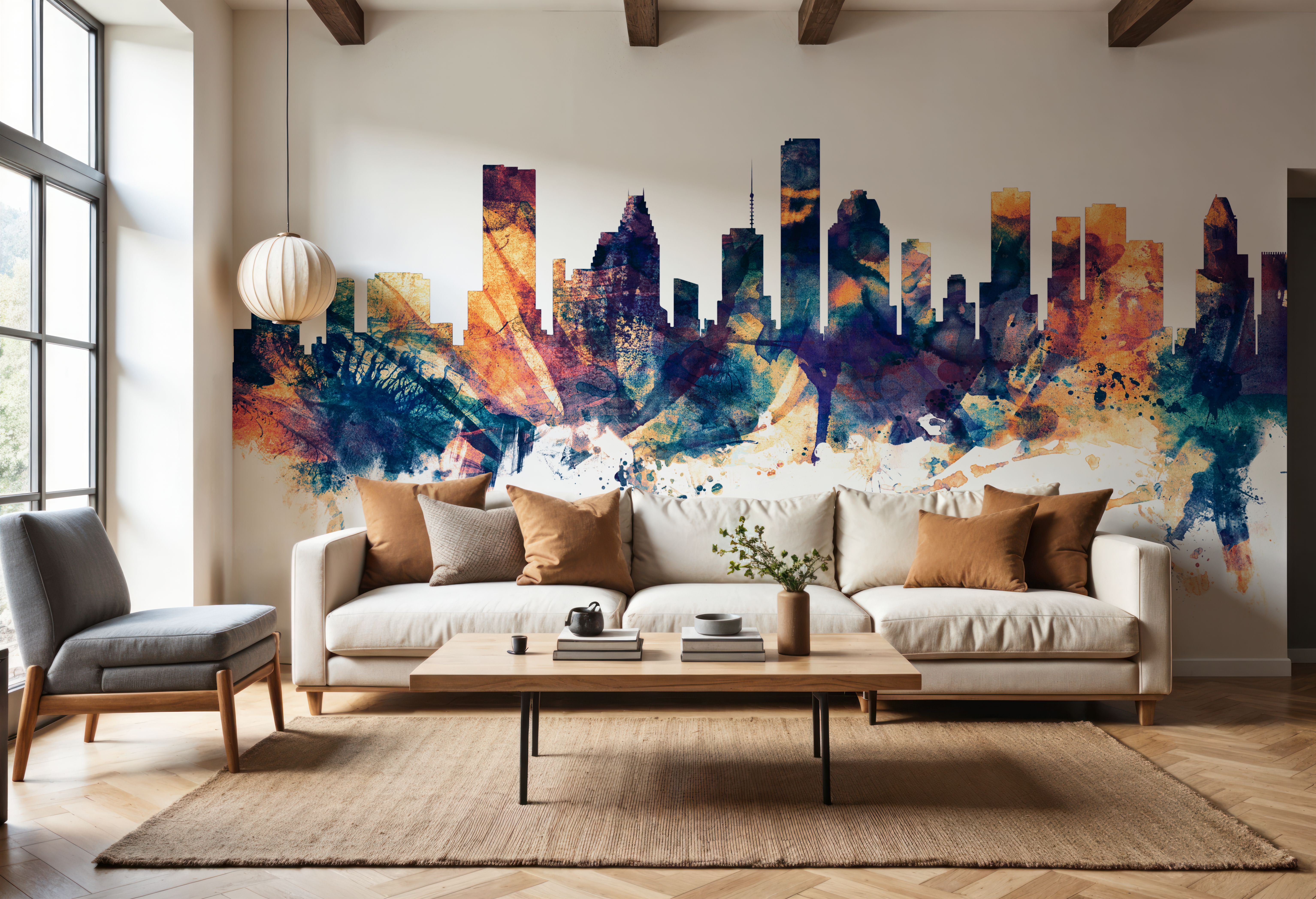 Houston Skyline Blue & Bronze