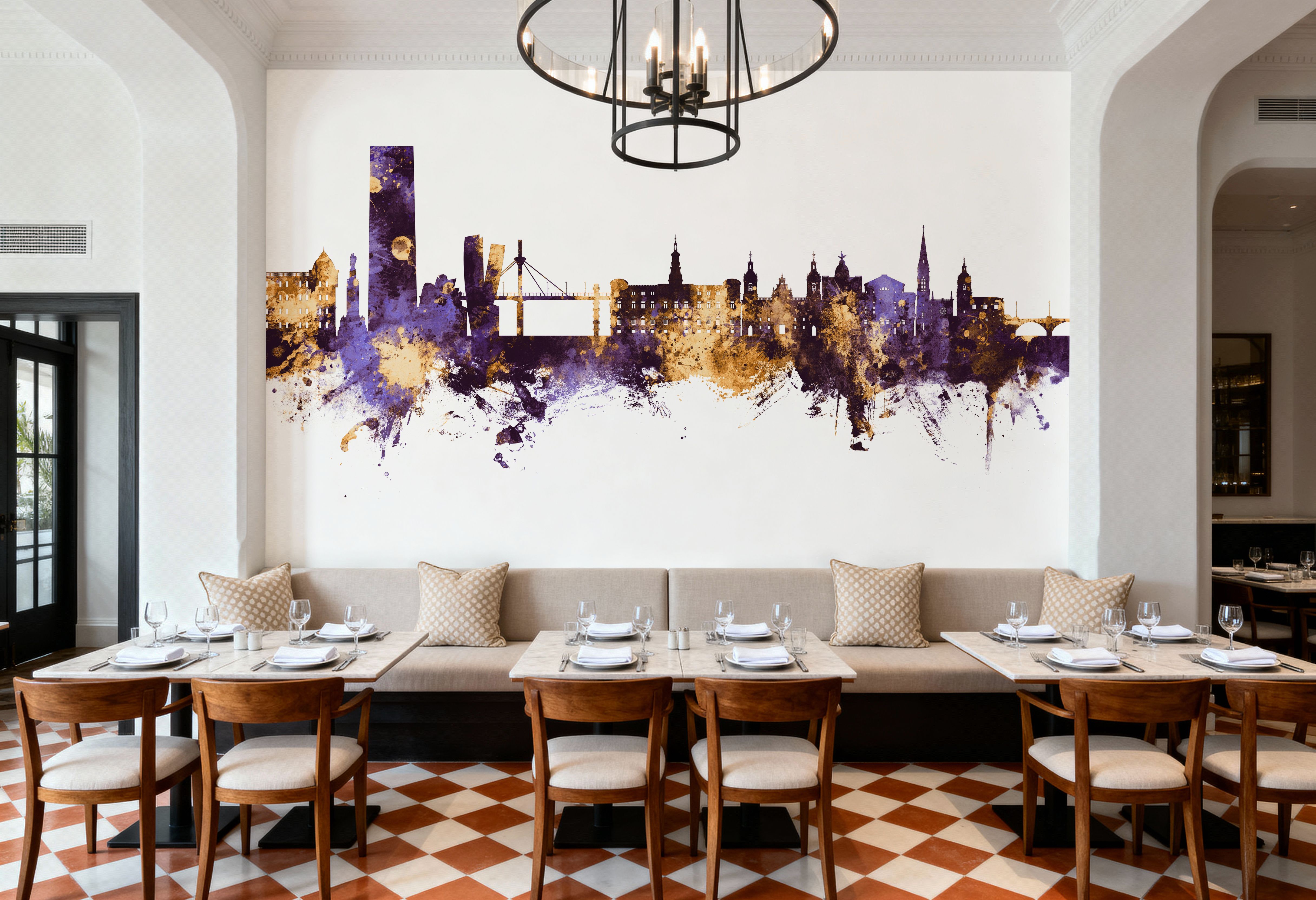 Bilbao Skyline Purple & Gold, Tapet