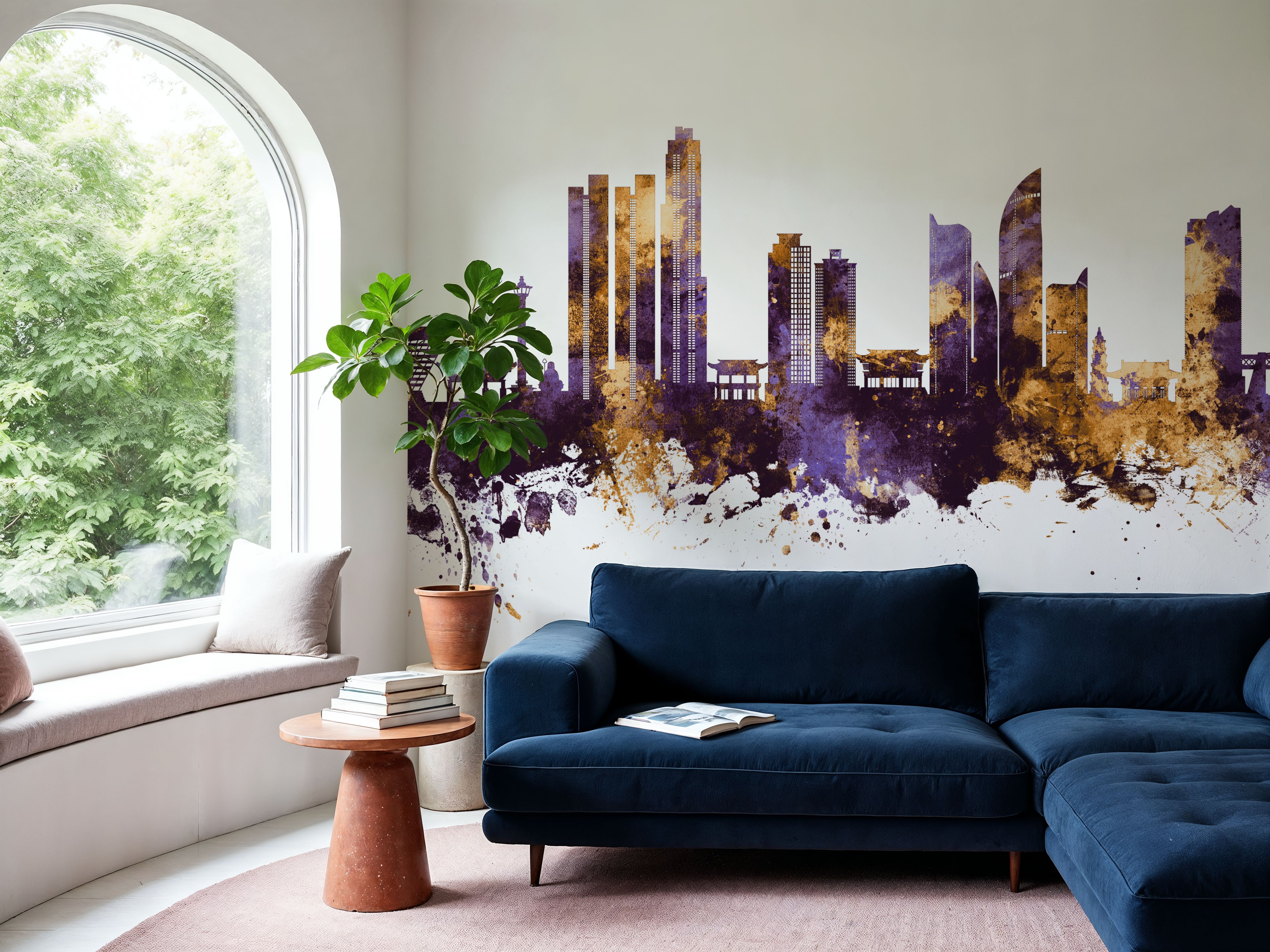 Busan South Korea Skyline Purple & Gold