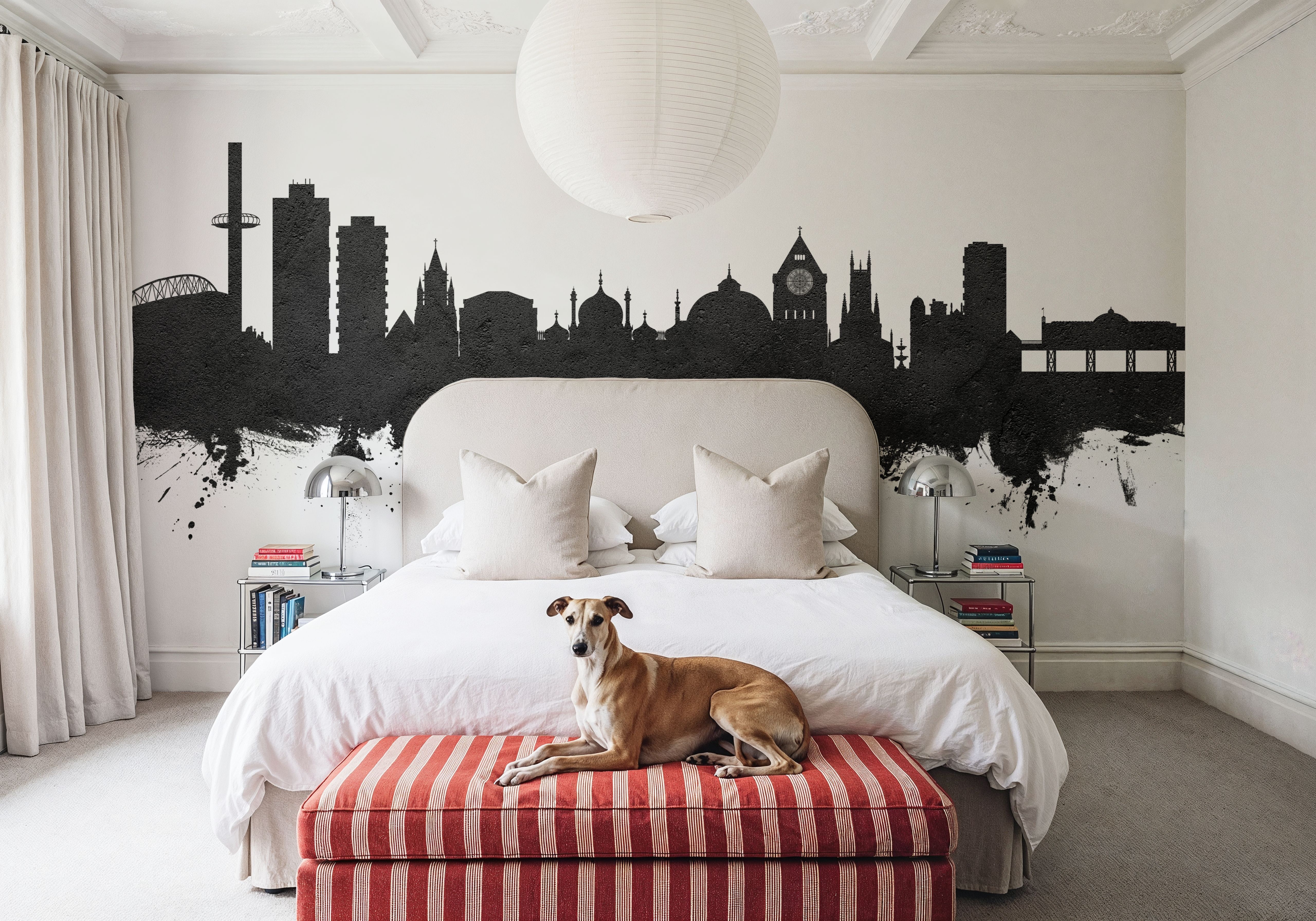 Brighton England Skyline Black & White