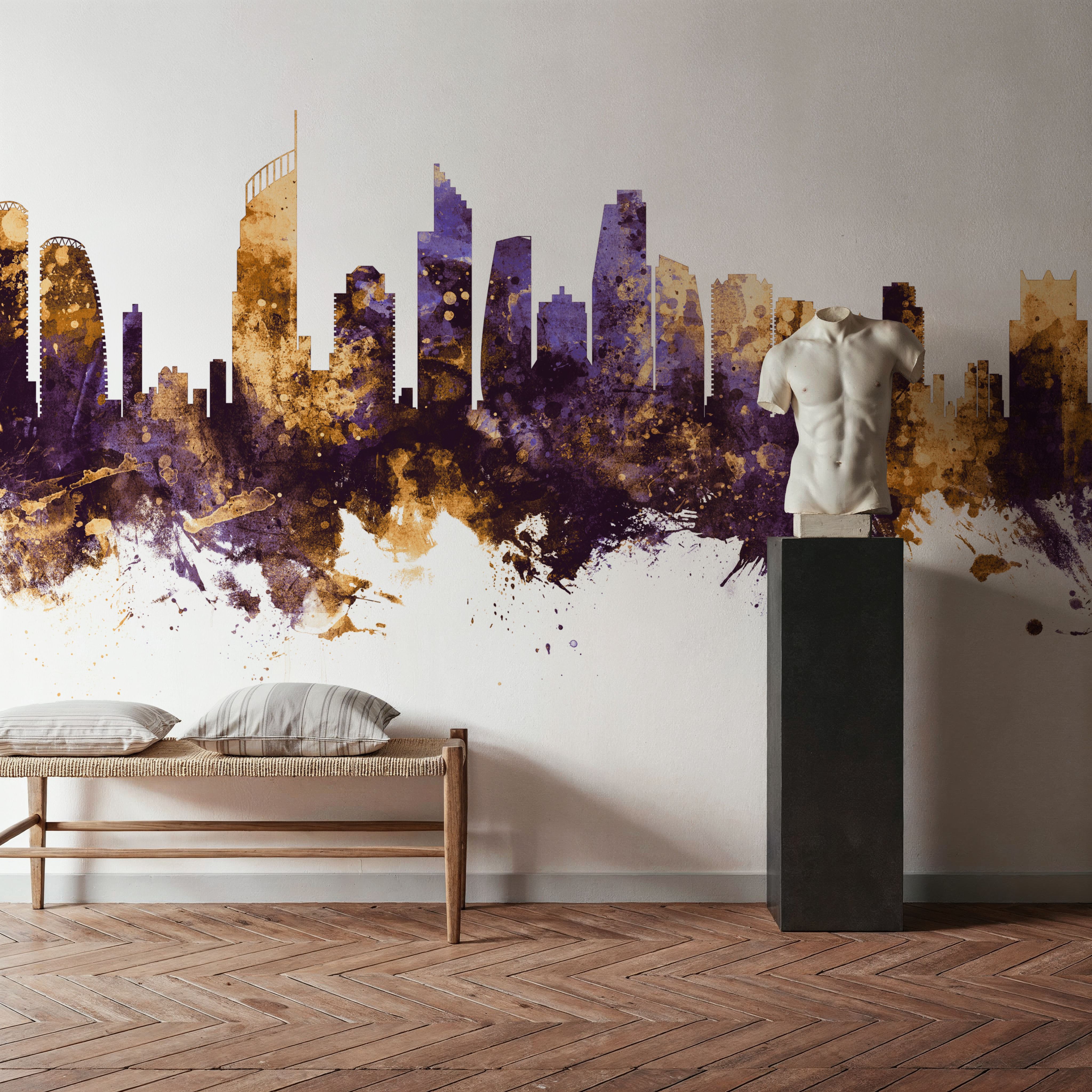 Gold Coast Australia Skyline Purple & Gold