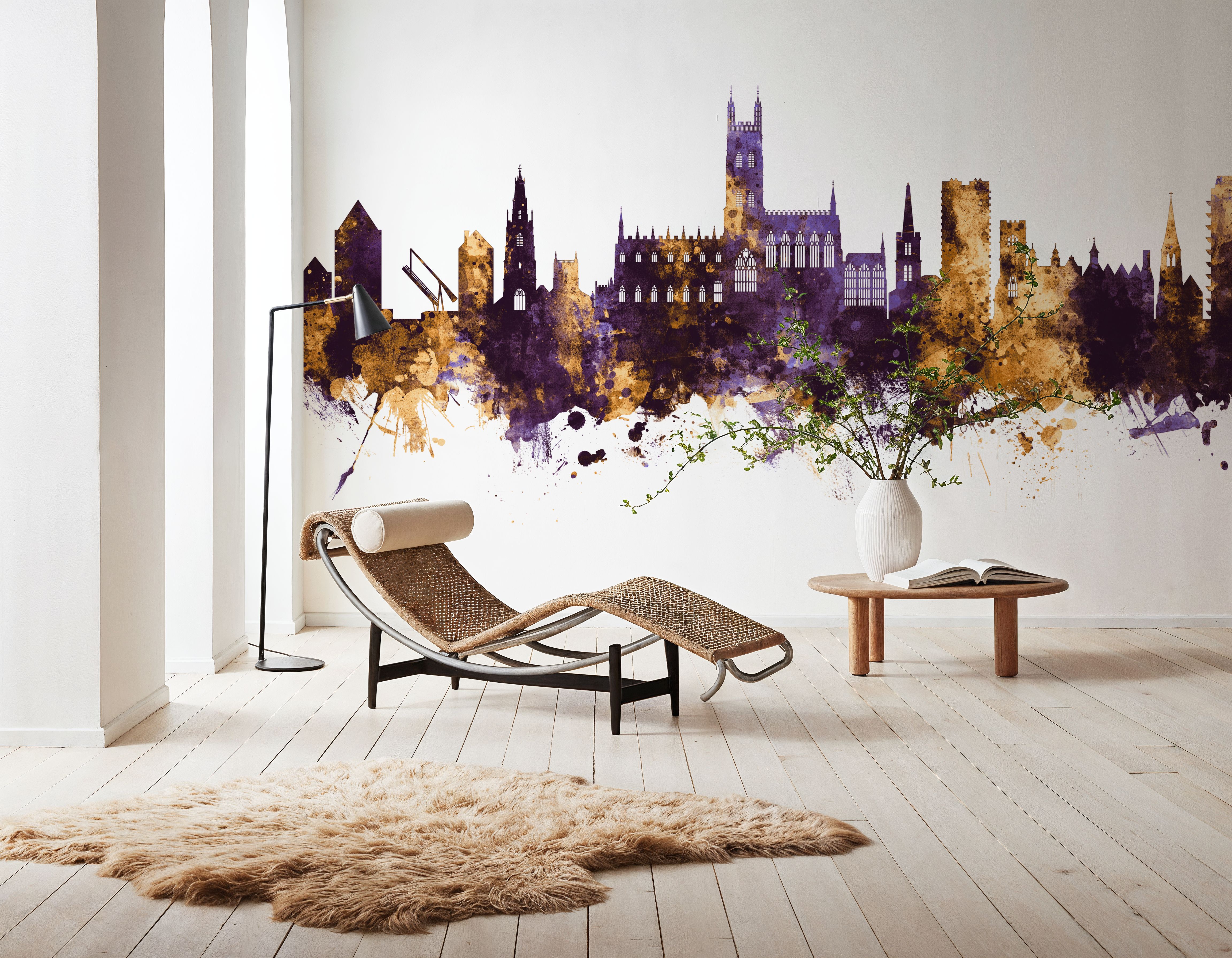 Gloucester England Skyline Purple & Gold