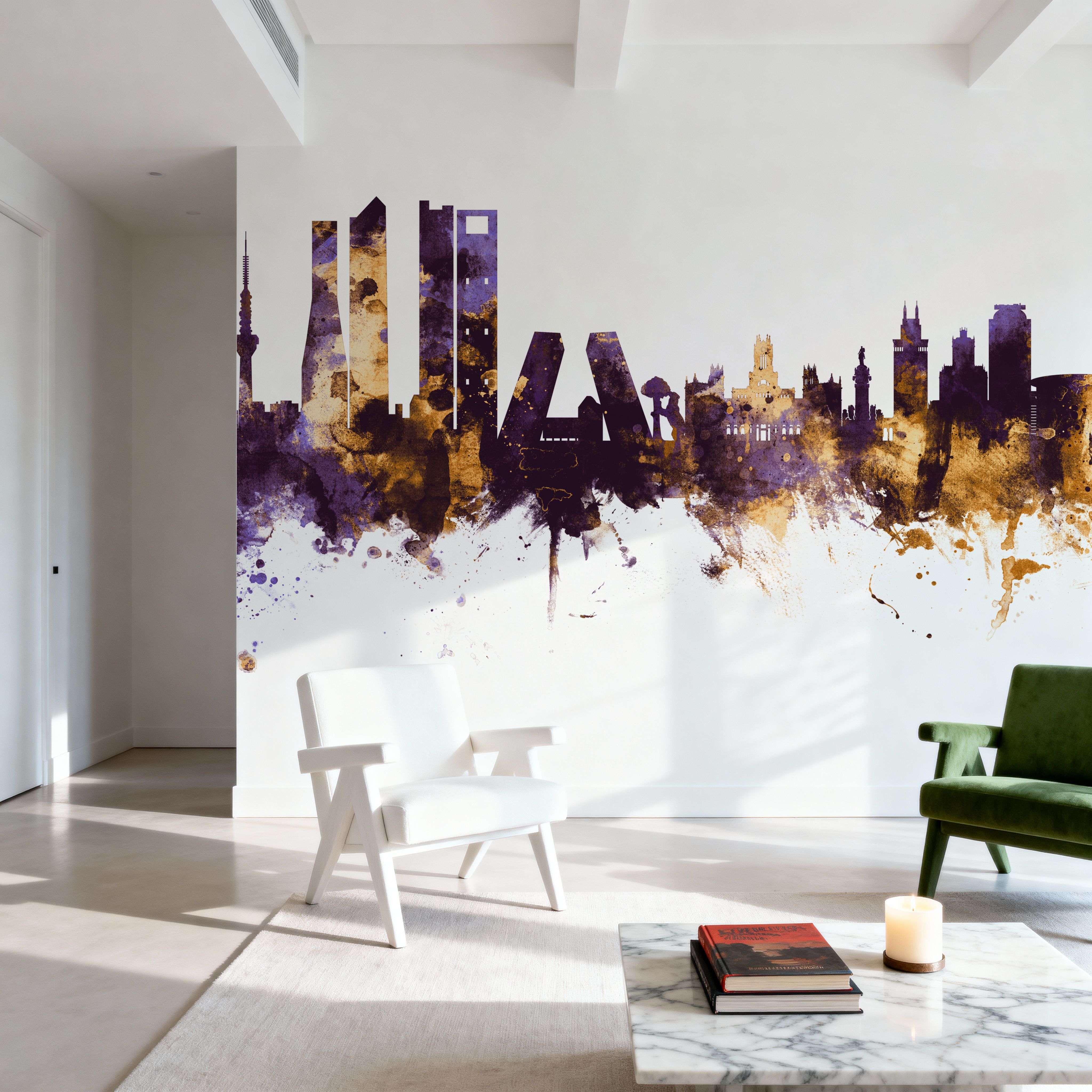 Madrid Skyline Purple & Gold