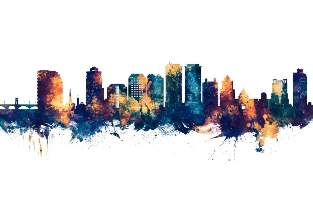 West Palm Beach Florida Skyline Blue & Bronze