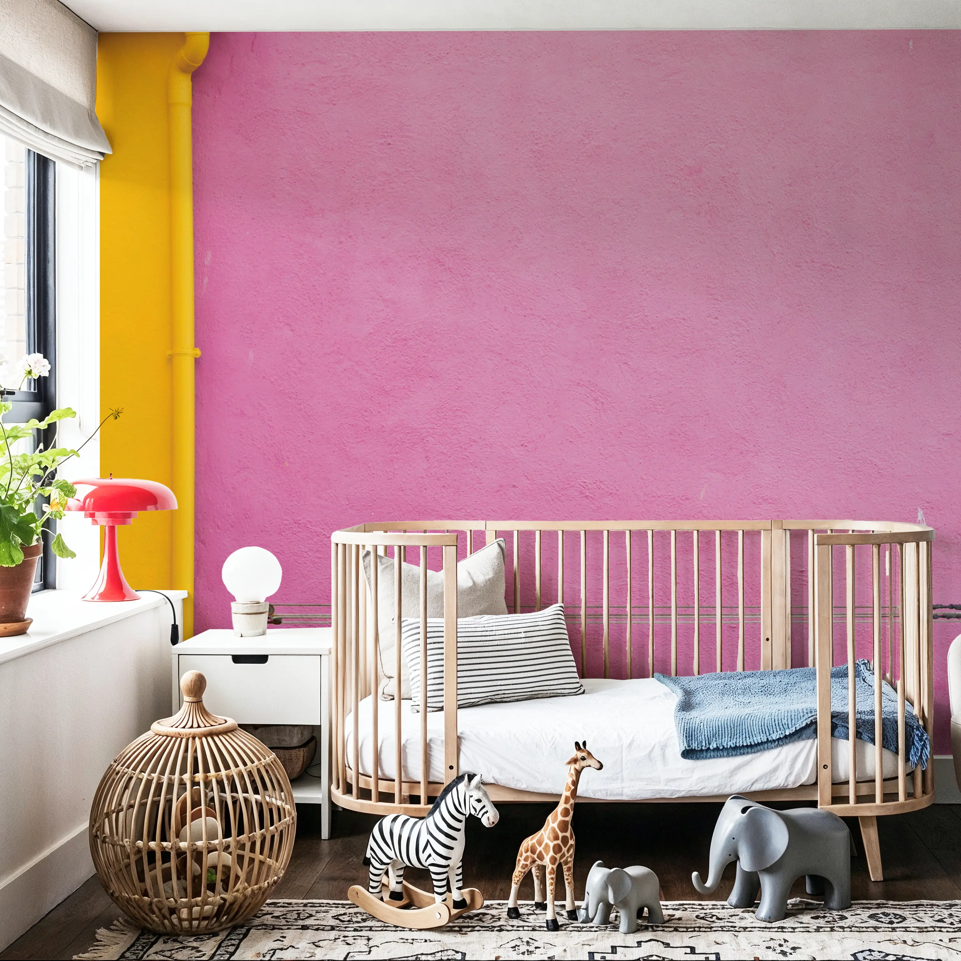 Wall Mural - Windows of Burano V - Architecture Windows mural wallpaper - Pink - Bedroom - Wallism UK - Peel & Stick or Paste-the-Wall