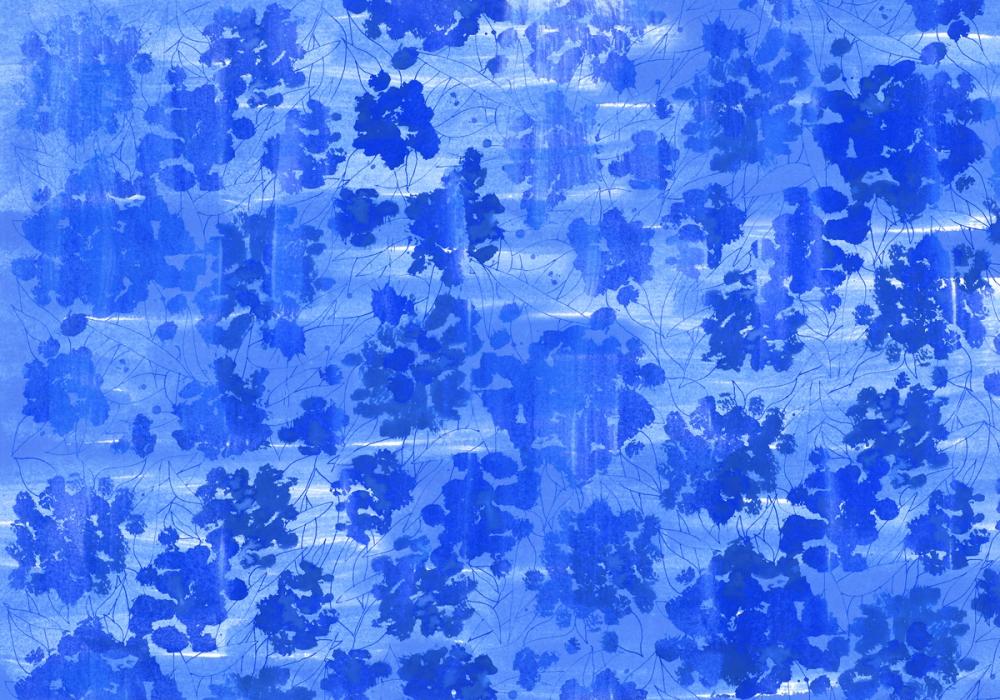 Indigo Poufs on Blue