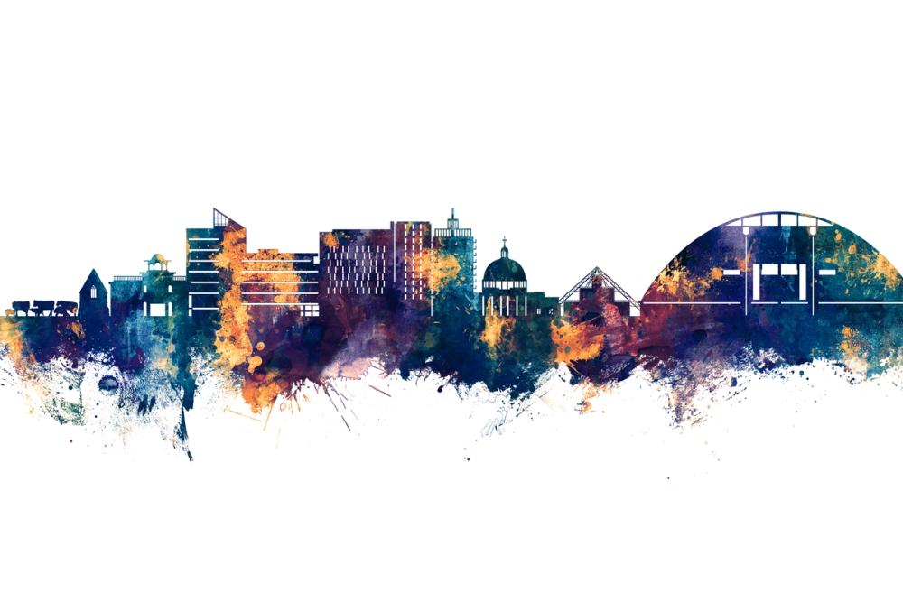 Milton Keynes England Skyline Blue & Bronze