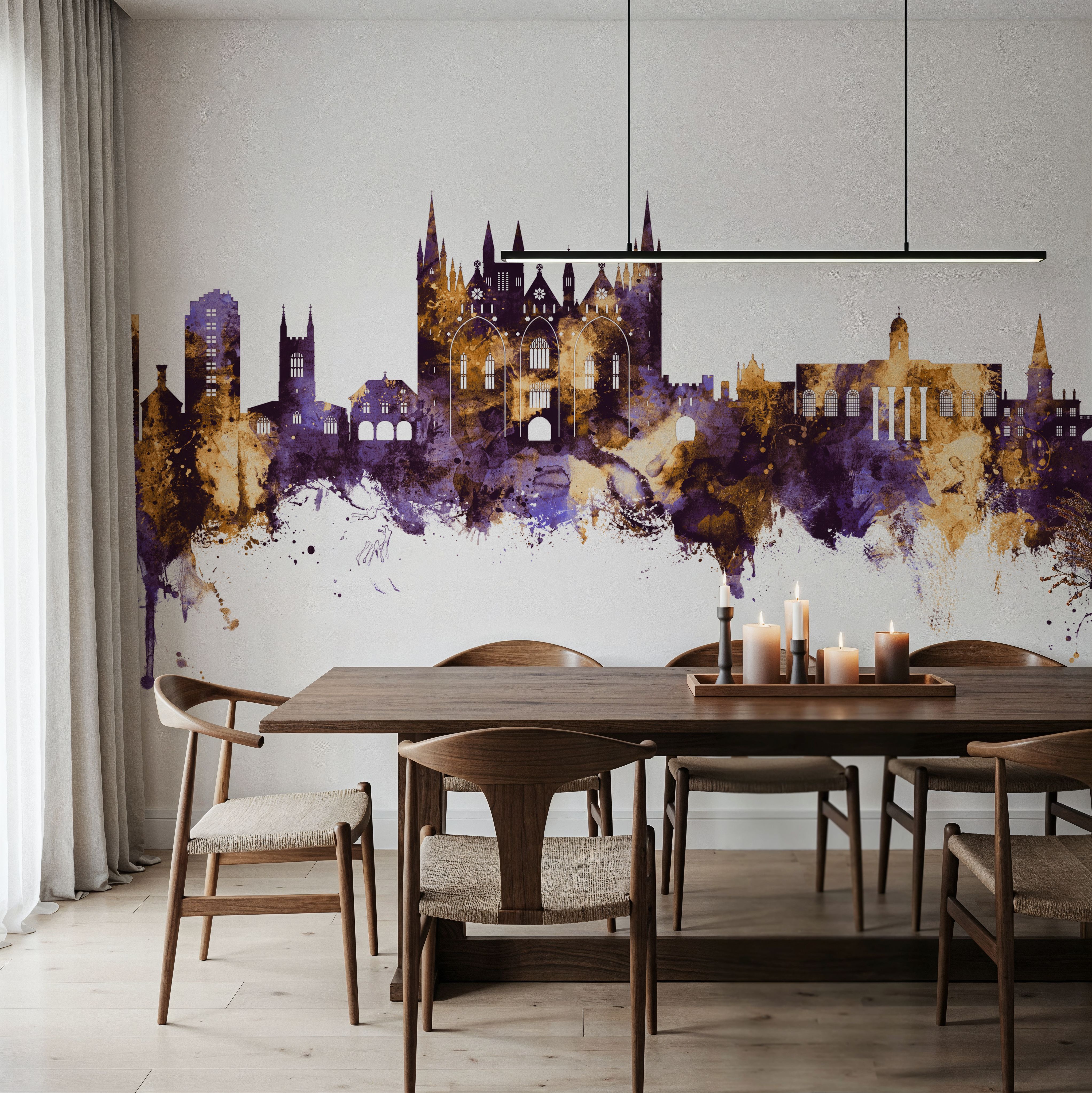 Peterborough England Skyline Purple & Gold